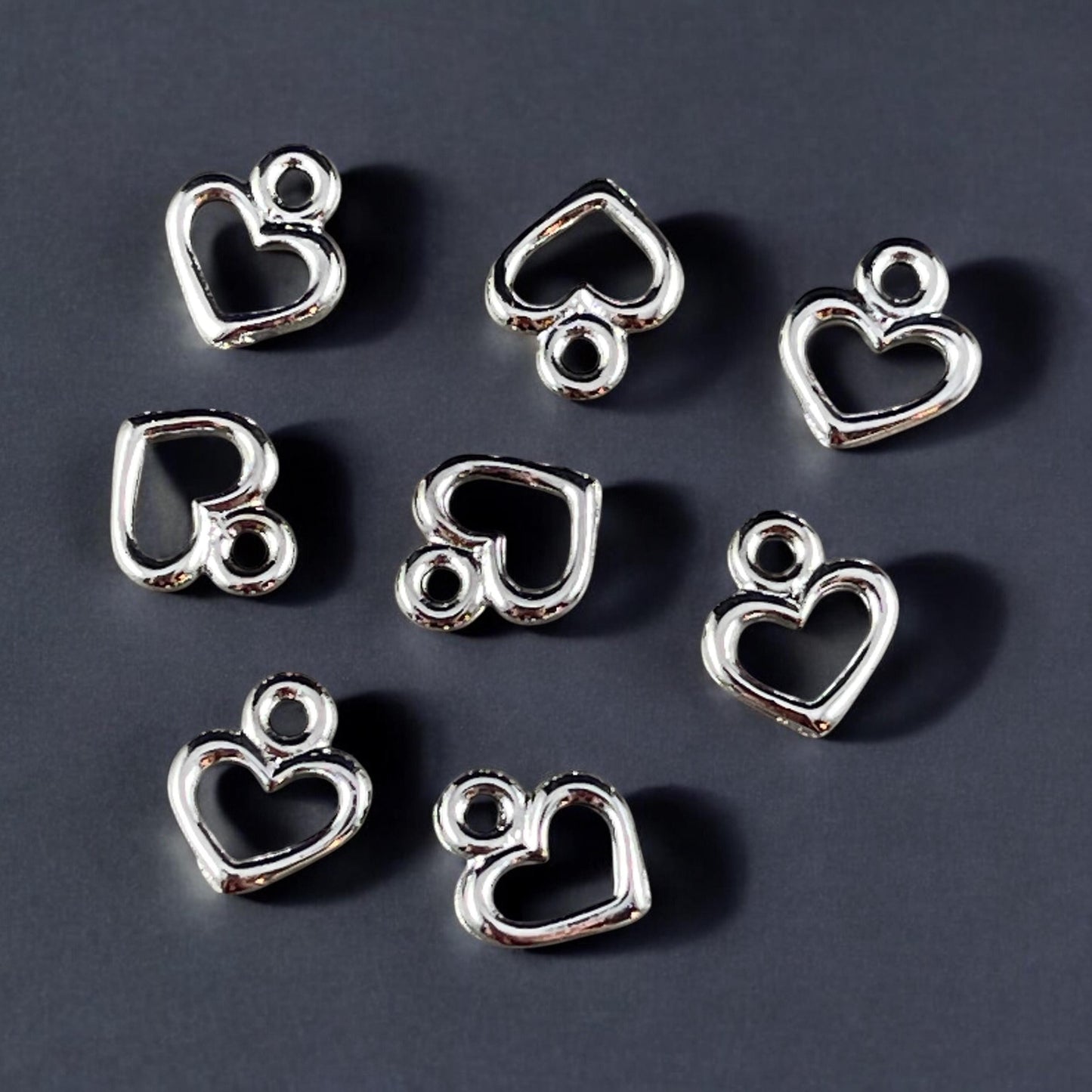 TierraCast Open Heart Charm, Small Heart Charms for Charm Bracelet, Earring Charms (PF/442-28) * Qty. 10