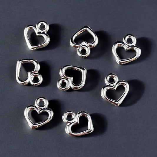 TierraCast Open Heart Charm, Small Heart Charms for Charm Bracelet, Earring Charms (PF/442-28) * Qty. 10