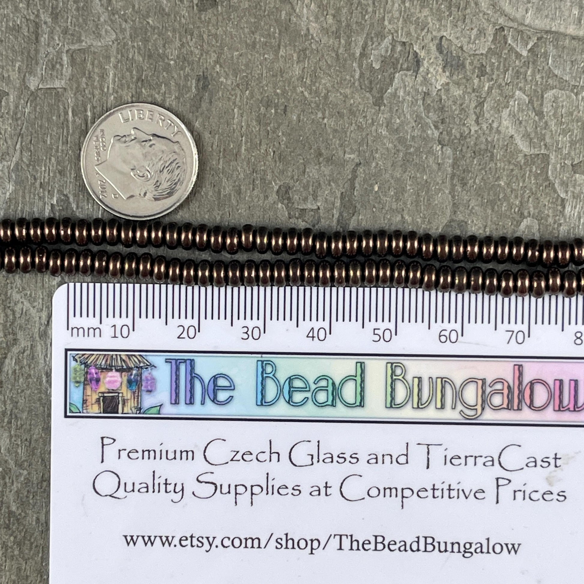 Czech Glass Beads - Metallic Brown Beads, 4x2mm Rondelle - Metallic Dark Bronze Czech Beads (RD4/SM-14415) * Qty. 100