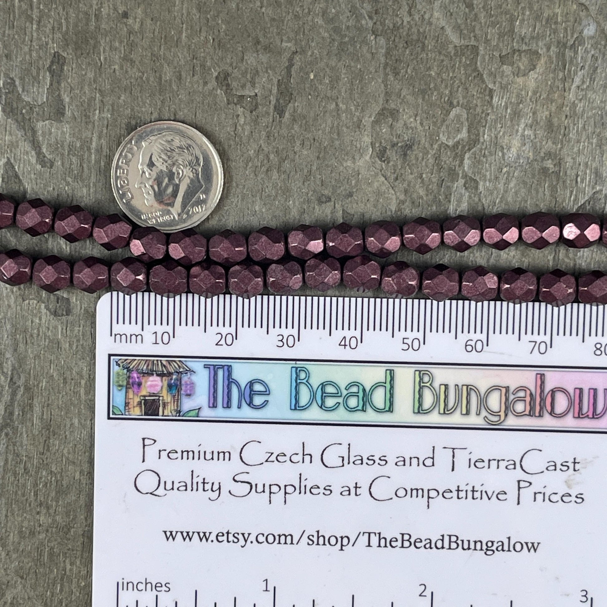 6mm Metallic Plum Satin Finish Czech Glass Beads ~ Dark Wine Coated Faceted Round Beads (FP6/SM-06B01) * Qty 25
