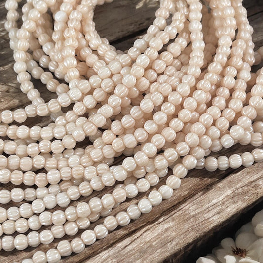 Czech Glass Beads - 3mm Melon Beads, Champagne Beige Luster (D3M/SM-P14413) * Qty. 100