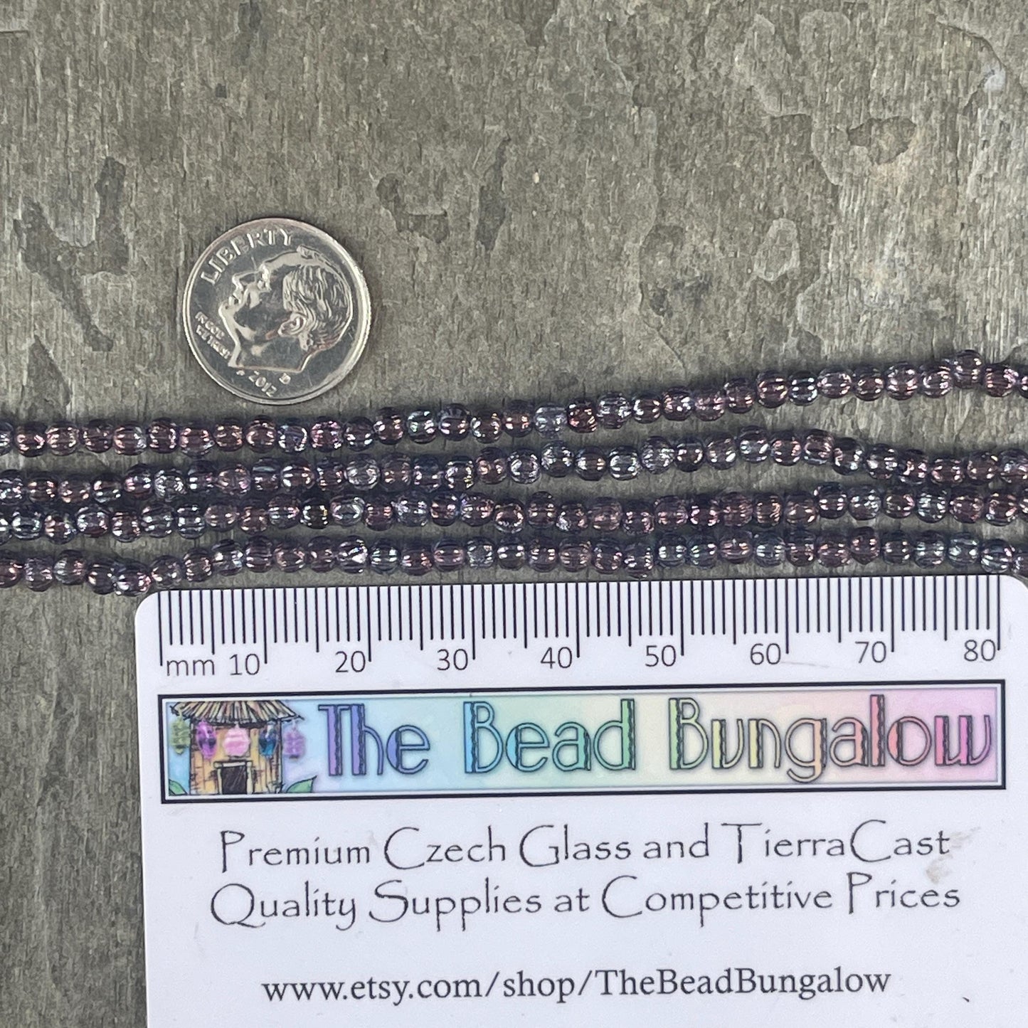 3mm Czech Glass Beads, Transparent Purple and Blue Melon Beads, Tiny Dark Purple Beads (D3M/SM-15726) * Qty. 100