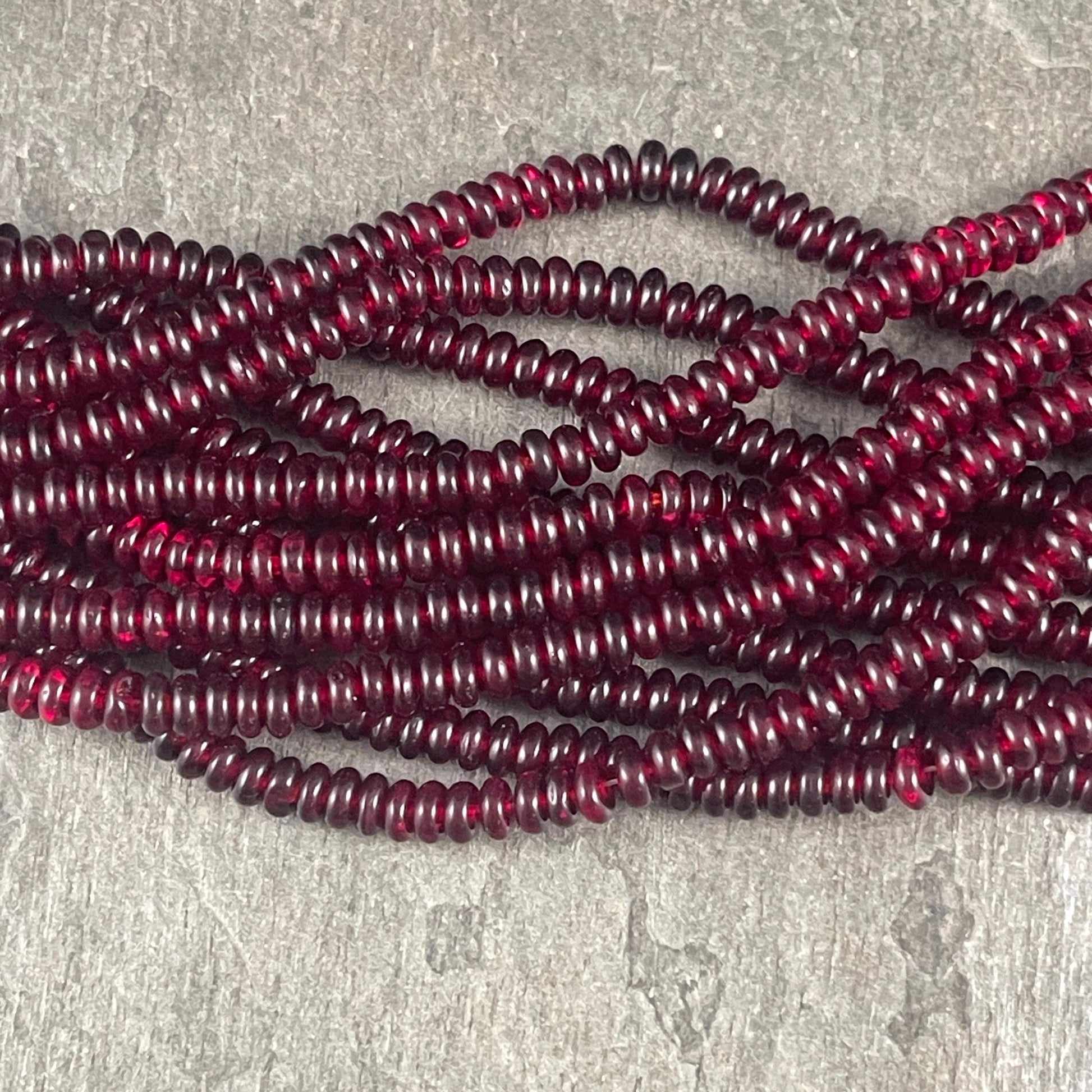 Garnet Red 4x2mm Heishi Rondelle, Czech Glass Beads, Transparent Dark Red (RD4/SM-9011) * Qty. 100