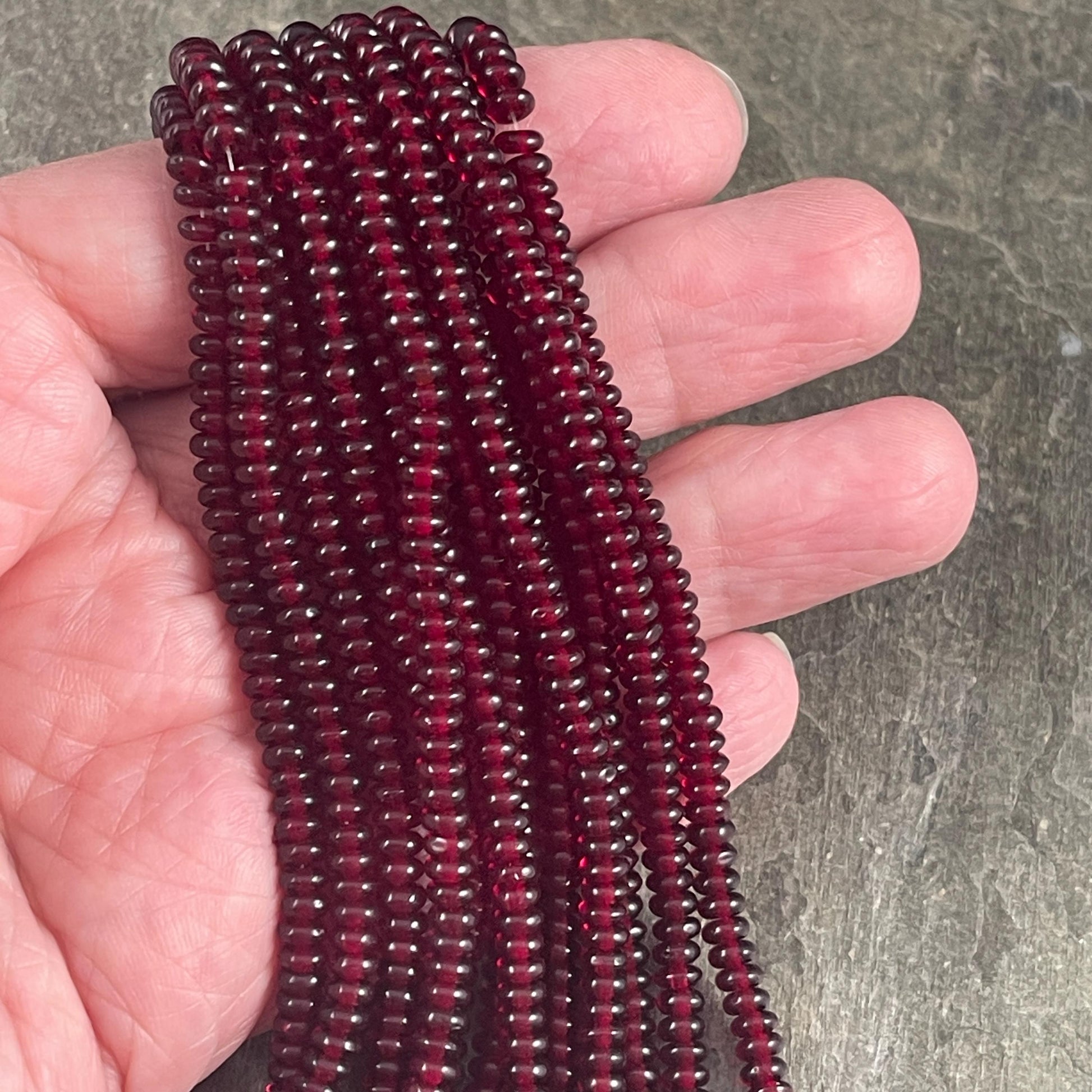 Garnet Red 4x2mm Heishi Rondelle, Czech Glass Beads, Transparent Dark Red (RD4/SM-9011) * Qty. 100