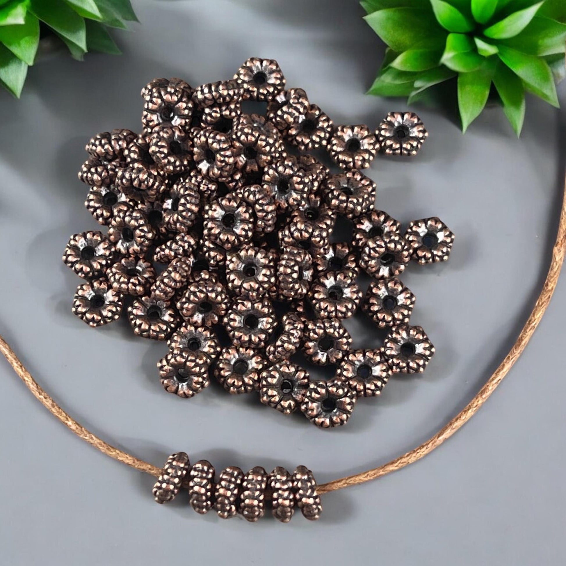 Antiqued Copper Spacer Beads, 5.5x2mm with 1mm Hole - Nickel Free Copper Rondelle Spacer (S039-019R) * Qty. 200