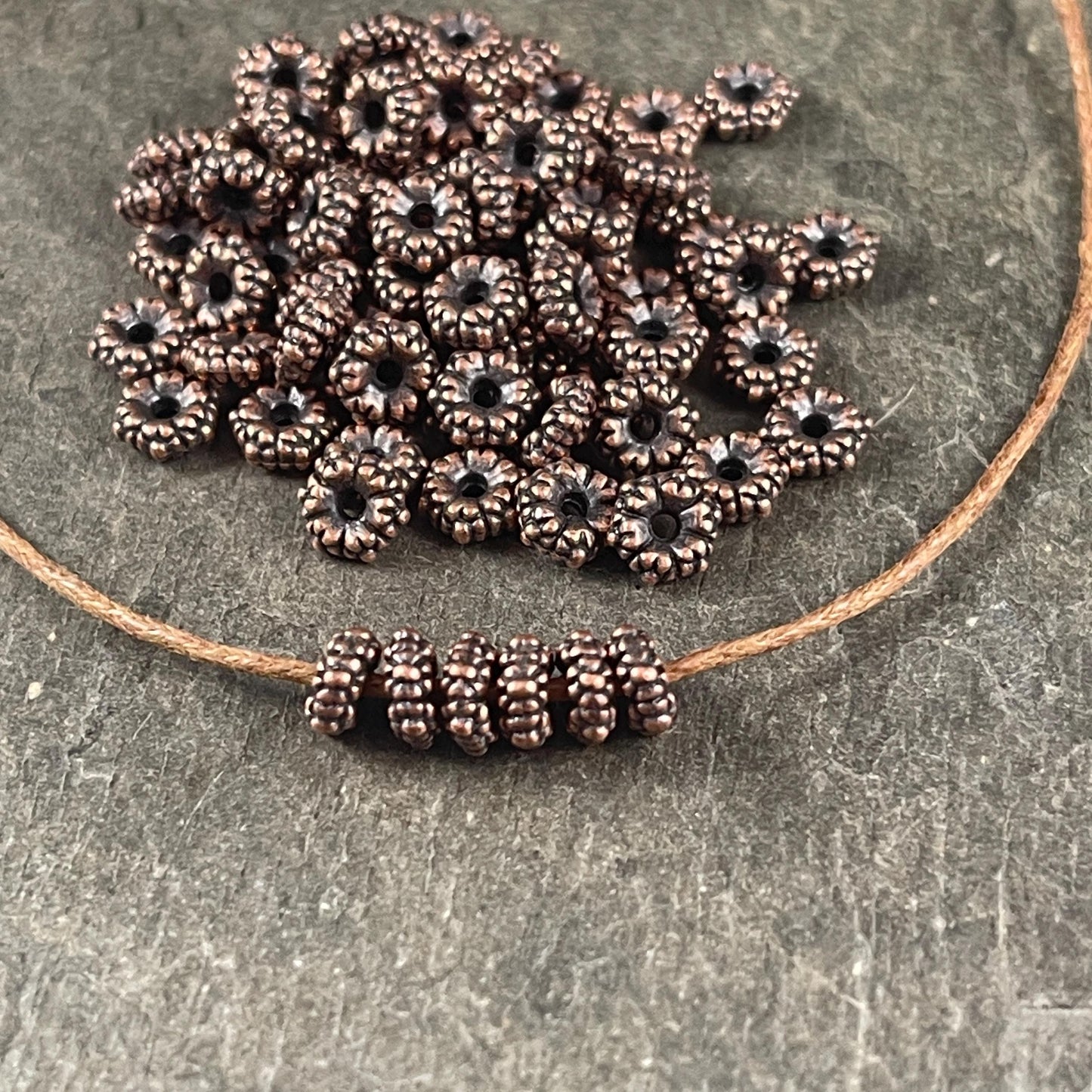 Antiqued Copper Spacer Beads, 5.5x2mm with 1mm Hole - Nickel Free Copper Rondelle Spacer (S039-019R) * Qty. 200
