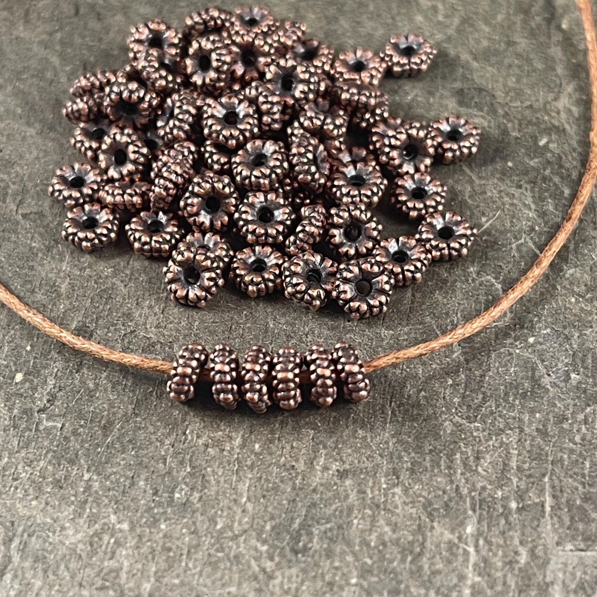 Antiqued Copper Spacer Beads, 5.5x2mm with 1mm Hole - Nickel Free Copper Rondelle Spacer (S039-019R) * Qty. 200