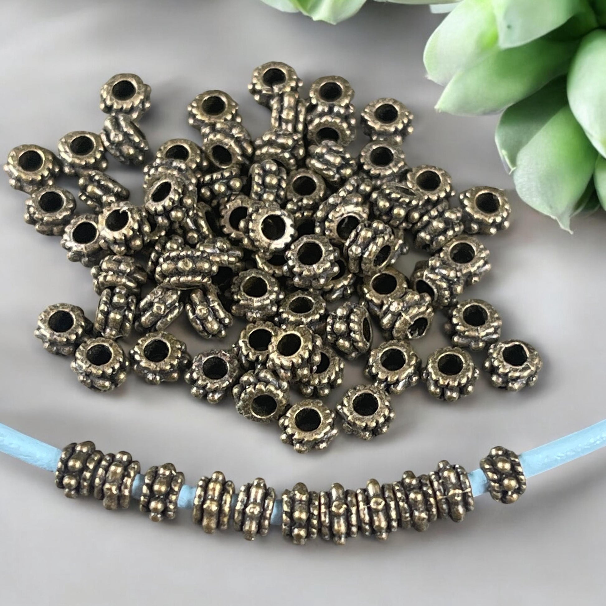 Antiqued Bronze Spacer Beads, 5x3mm with 2mm Hole - Nickel Free Bronze Rondelle Spacer (Q063-27AB) * Qty. 250