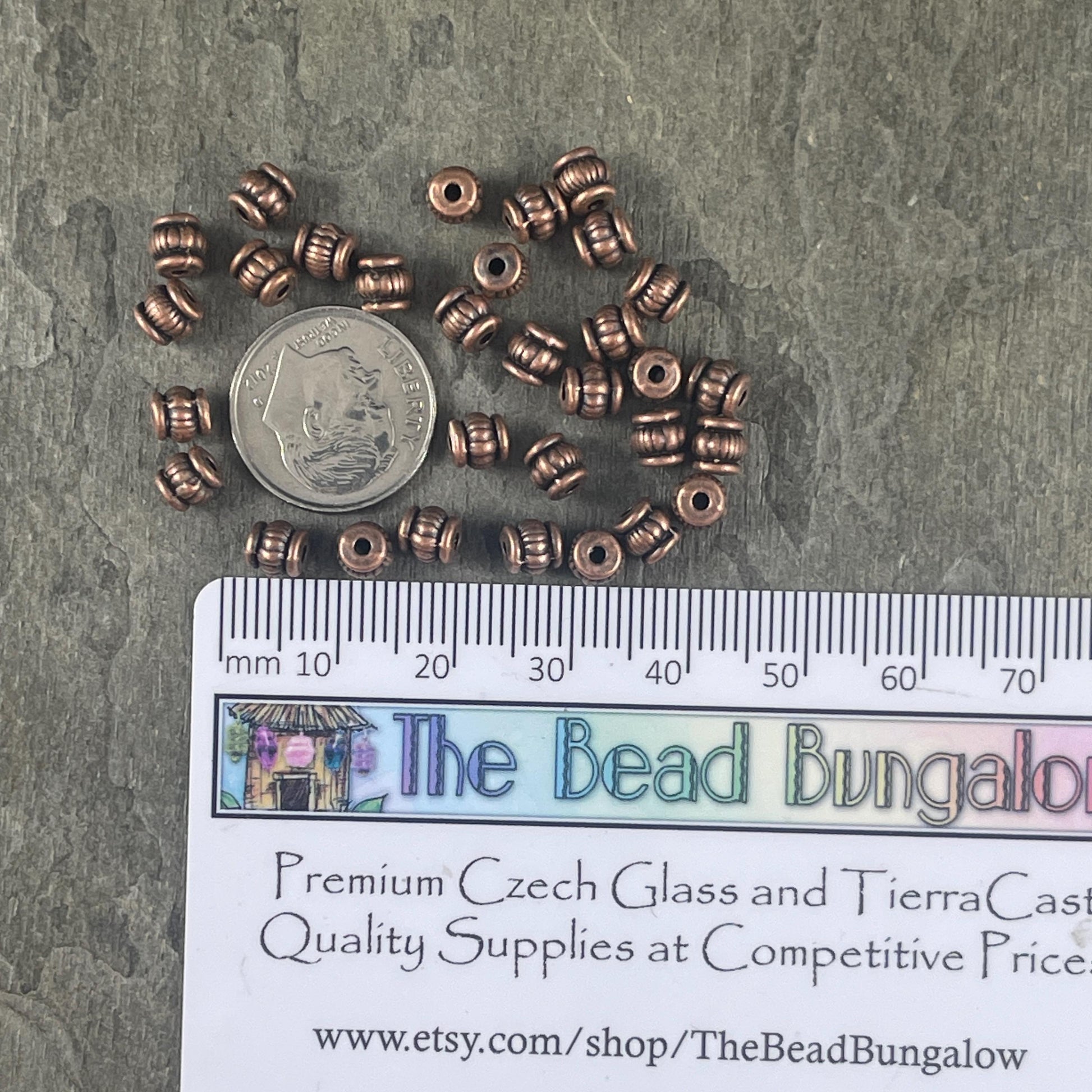 Antiqued Copper Bead, 5x5mm Barrel Bead with 1mm Hole, Nickel Free Metal Spacer Beads (Q043-R) * Qty. 100