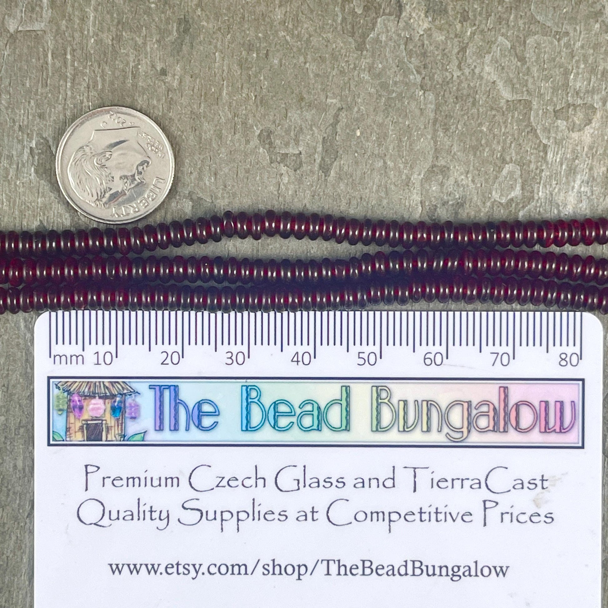Czech Glass Beads - Garnet Red 4x2mm Heishi Rondelle, Transparent Dark Red (RD4/SM-9011) * Qty. 100