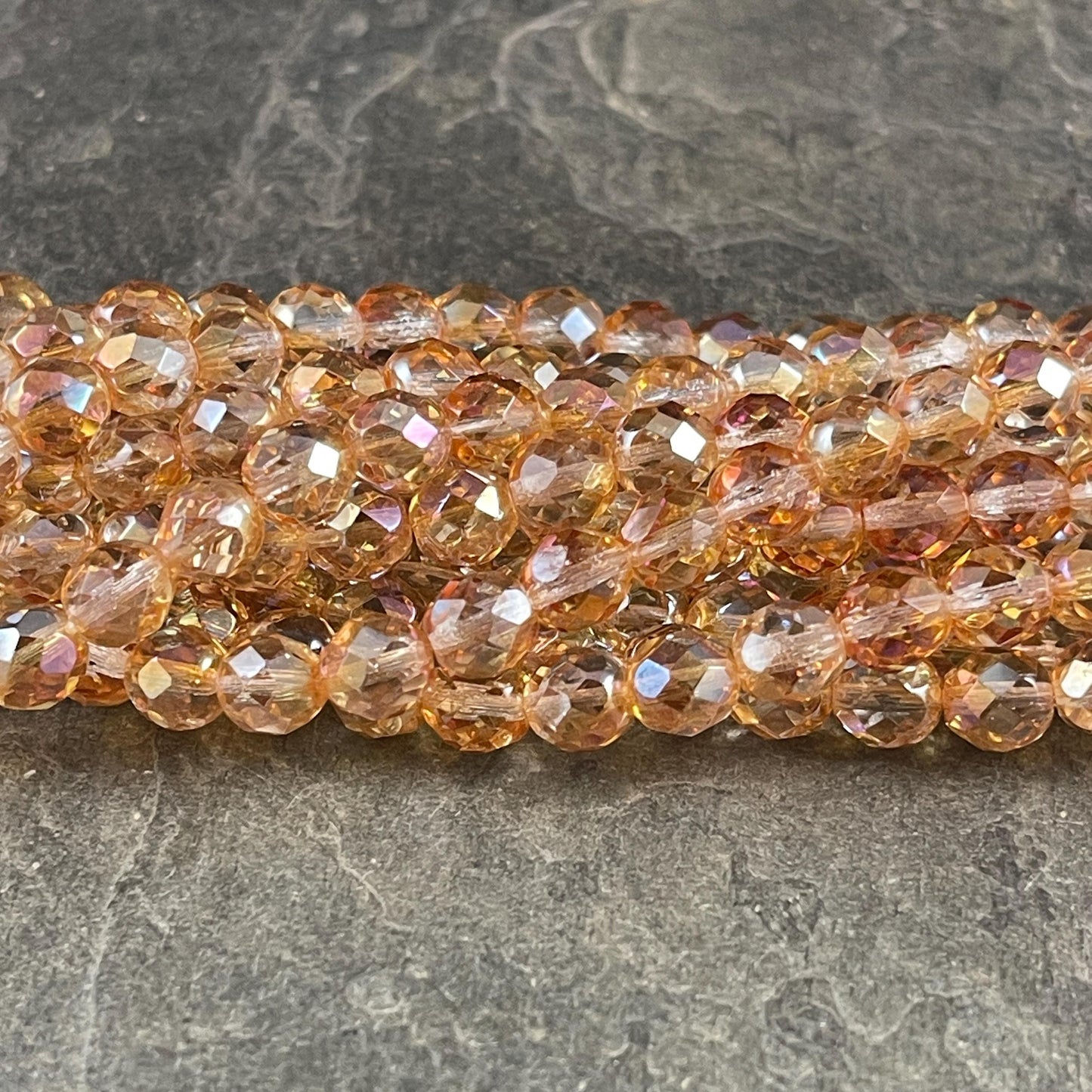 Transparent Celsian 8mm Faceted Czech Glass Beads, Golden Transparent Beads (FP8/SM-Z0003 ) * Qty. 25