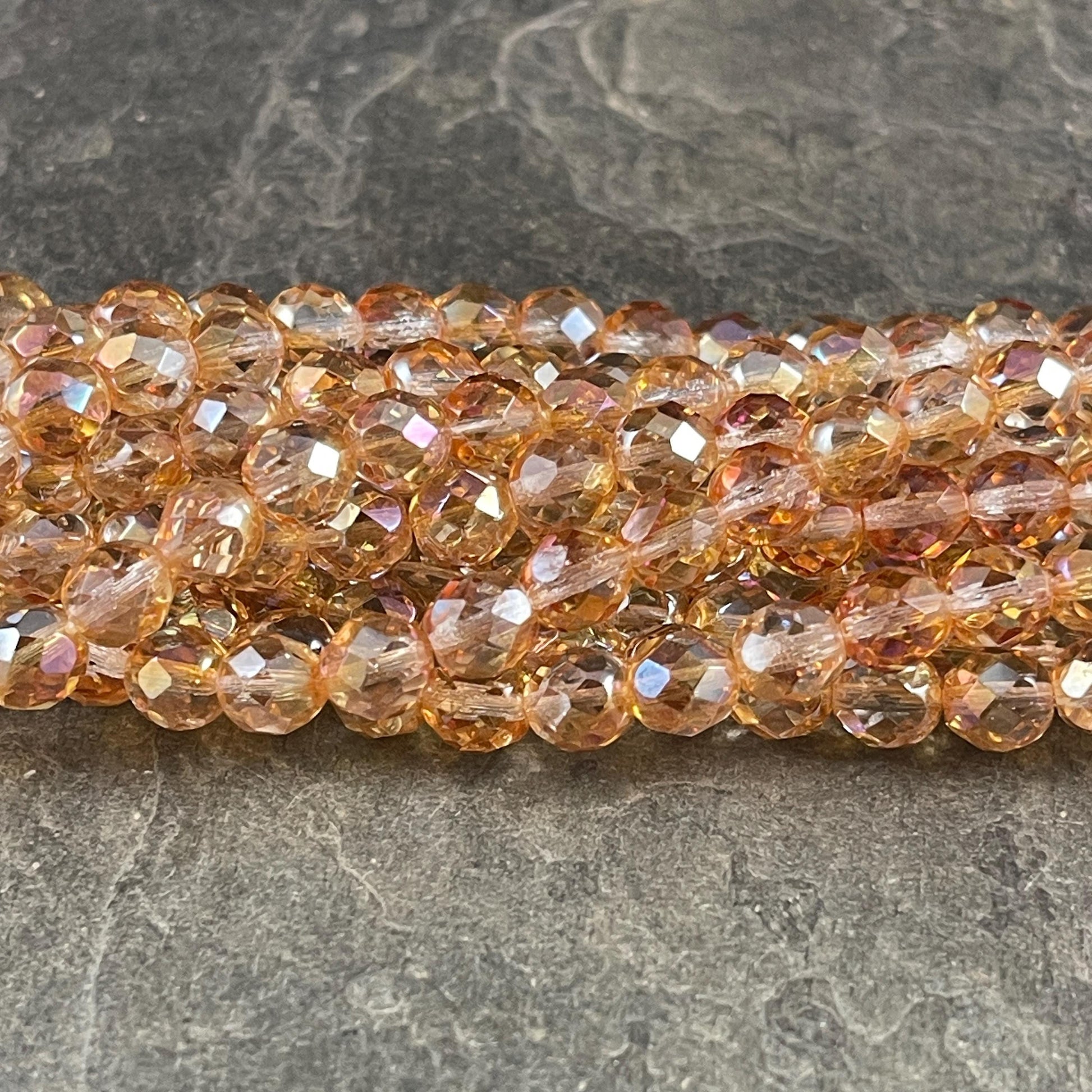 Transparent Celsian 8mm Faceted Czech Glass Beads, Golden Transparent Beads (FP8/SM-Z0003 ) * Qty. 25