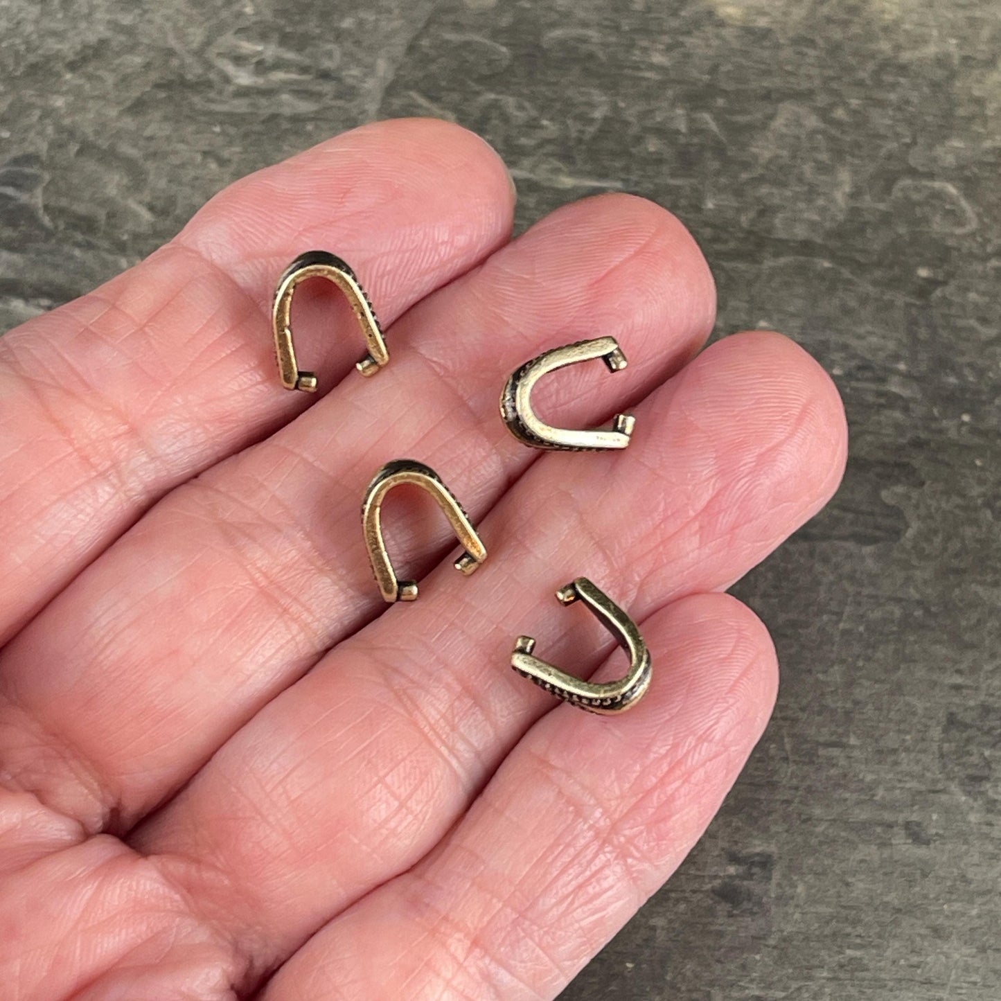 TierraCast 10mm Royal Pinch Bail, Antiqued Brass Plated (PF/874-57) * Qty. 4
