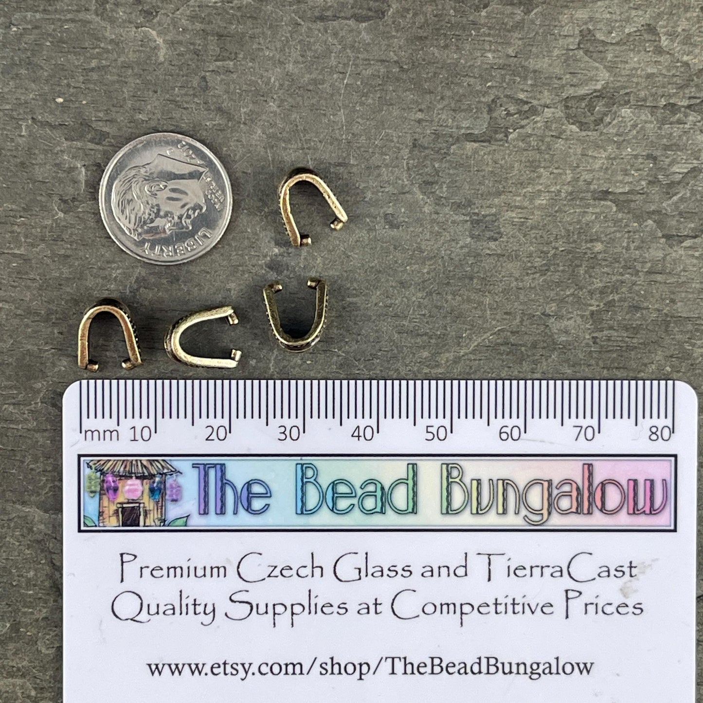 TierraCast 10mm Royal Pinch Bail, Antiqued Brass Plated (PF/874-57) * Qty. 4