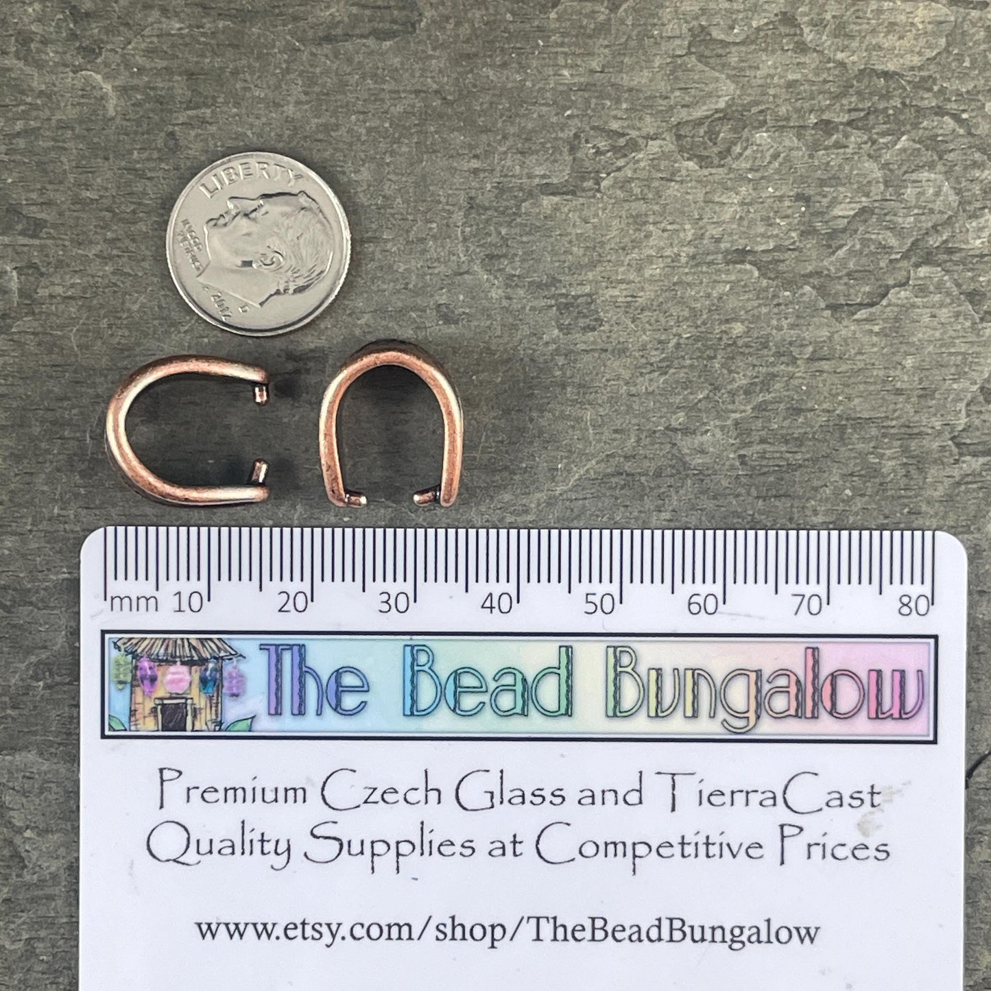 Pinch Bail Antiqued Copper Hammertone Bail TierraCast Pinch Bail Copper Metal Hammered Bail TierraCast Findings (TC/5857-18) * Qty. 1