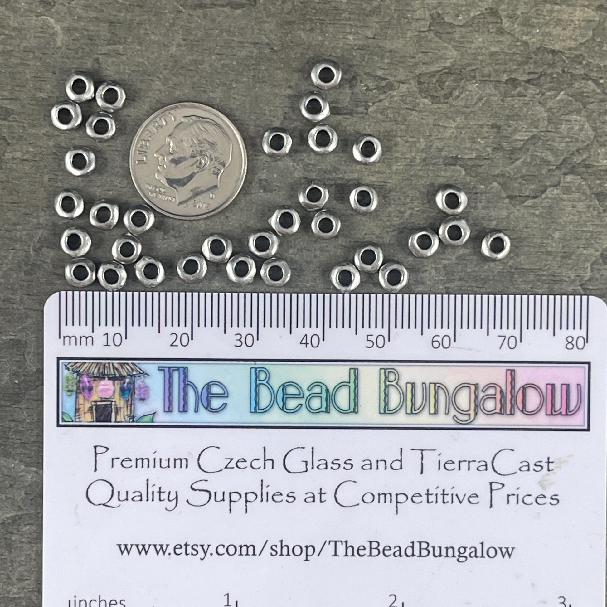 TierraCast Large Hole Heishi Nugget, 4.5mm Nugget Rondelle, Antiqued Pewter Nugget Spacer, Organic Spacer Bead (PF/408-04) * Qty. 30