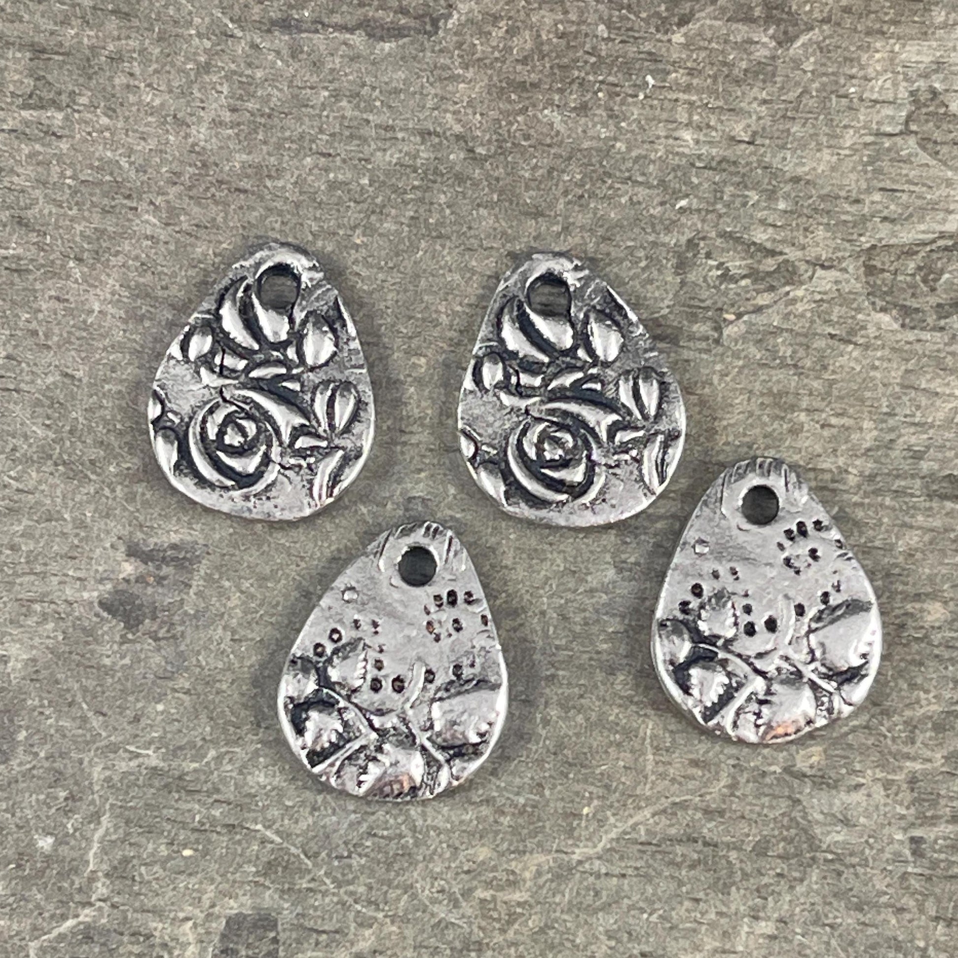TierraCast Dulce Vida Teardrop Charms, Antiqued Pewter (PF/581-04) * Qty. 4