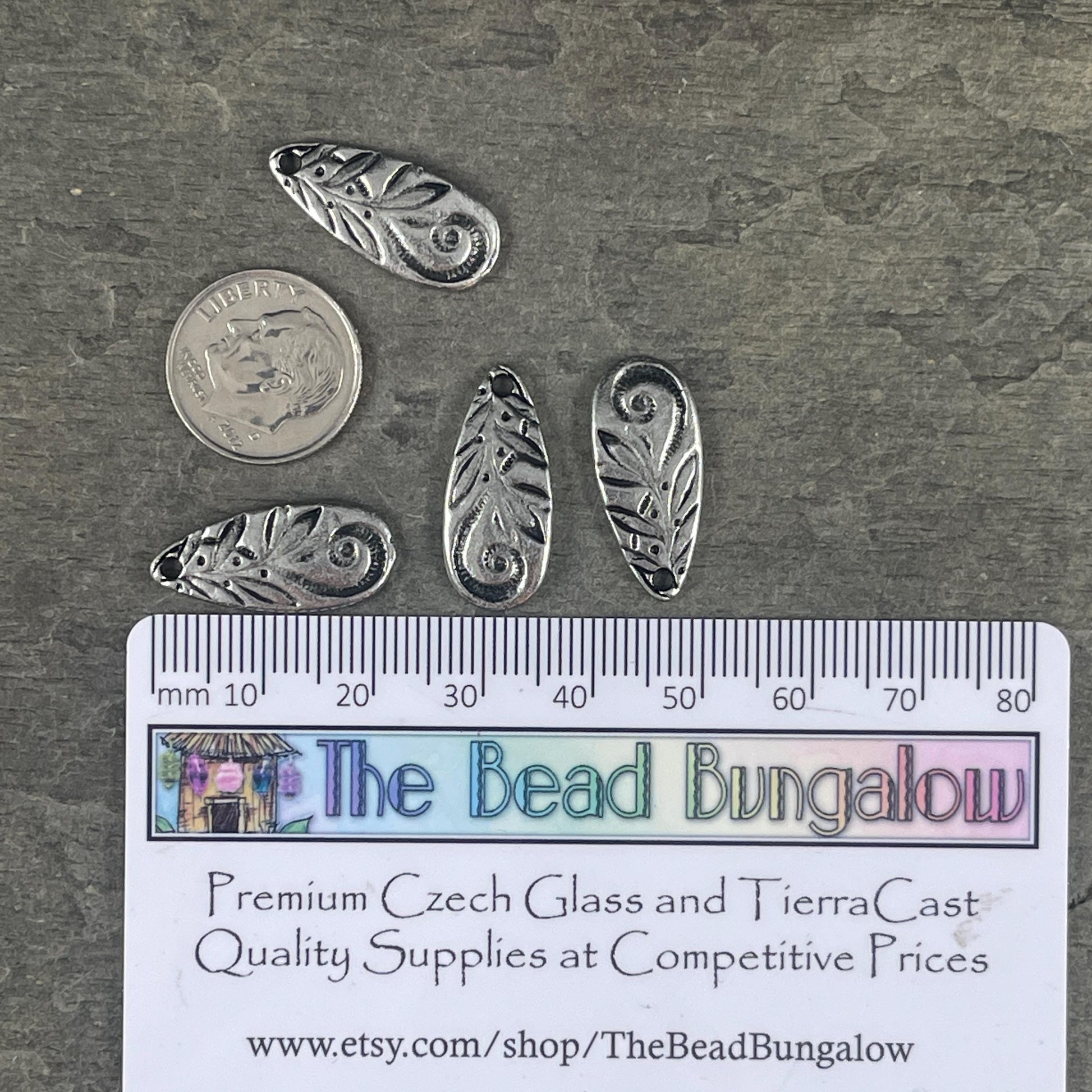 TierraCast Jardin Long Teardrop Charm, Dulce Vida Collection, Antiqued Pewter Finish (PF/583-04) * Qty. 4