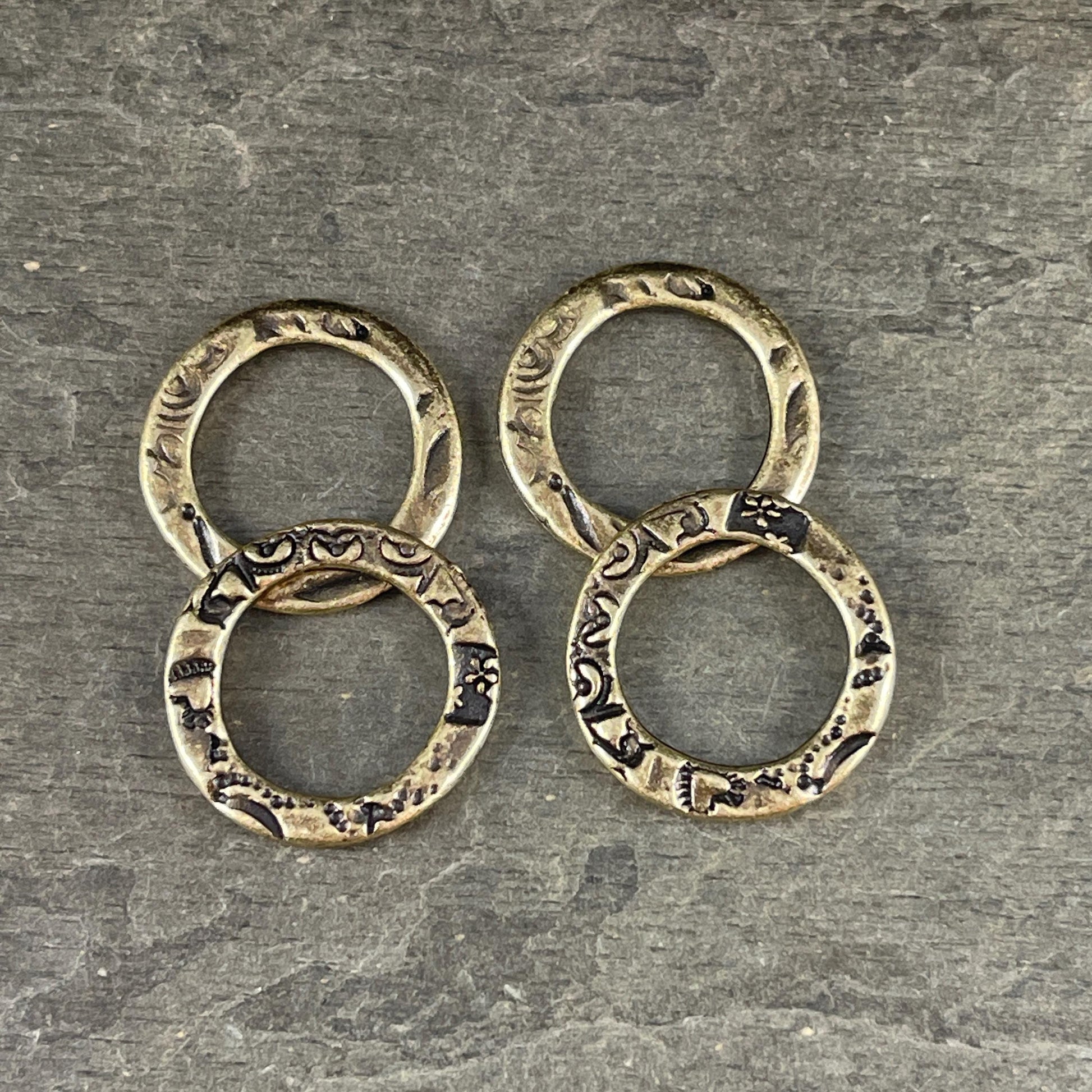 NEW TierraCast Flora 3/4" Linking Ring, 20mm Antiqued Brass Dulce Vida Flora Link (PF/701-57) * Qty. 4