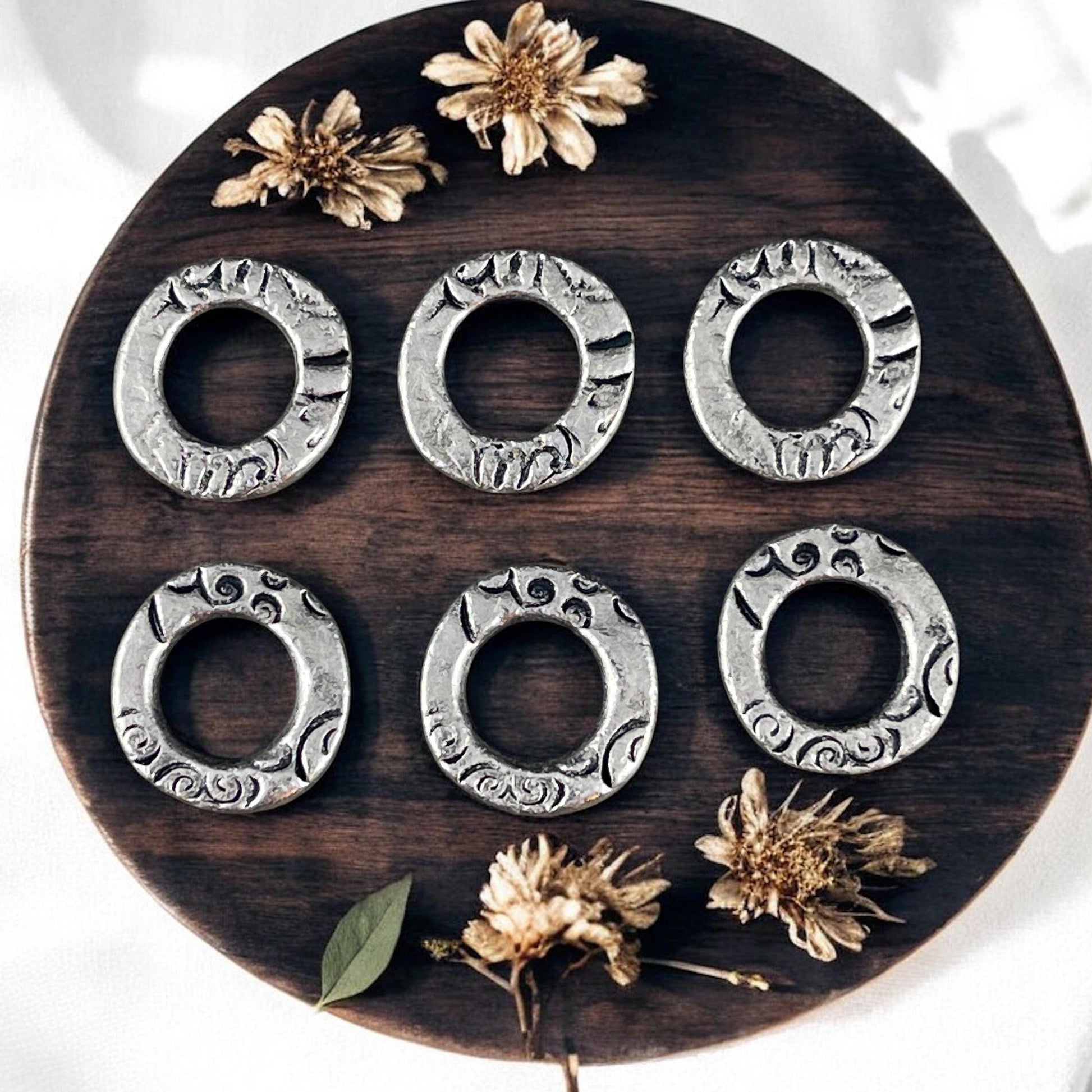 NEW TierraCast Flora Linking Ring, 13mm Small Round Link, Dulce Vida Antiqued Pewter Organic Ring (PF/699-04) * Qty. 6