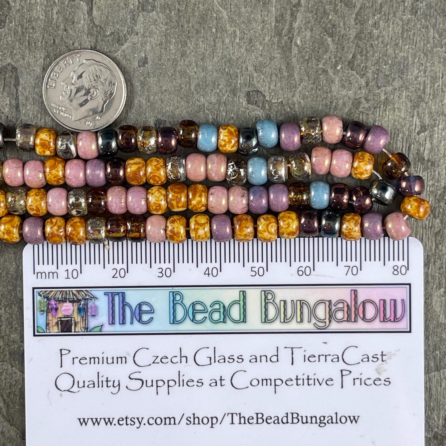 2/0 Tulip Picasso Luster, 6mm Picasso Seed Bead Mix with Pink, Purple, Topaz, Champagne, Beige and Gunmetal Beads (2/0-Tulip) * 20" Strand