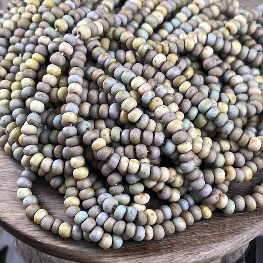 Aged Picasso Seed Beads - 6/0 Czech Seed Beads, 4mm MATTE Finish Mix (6/0-Almond-MATTE) * 21" strand