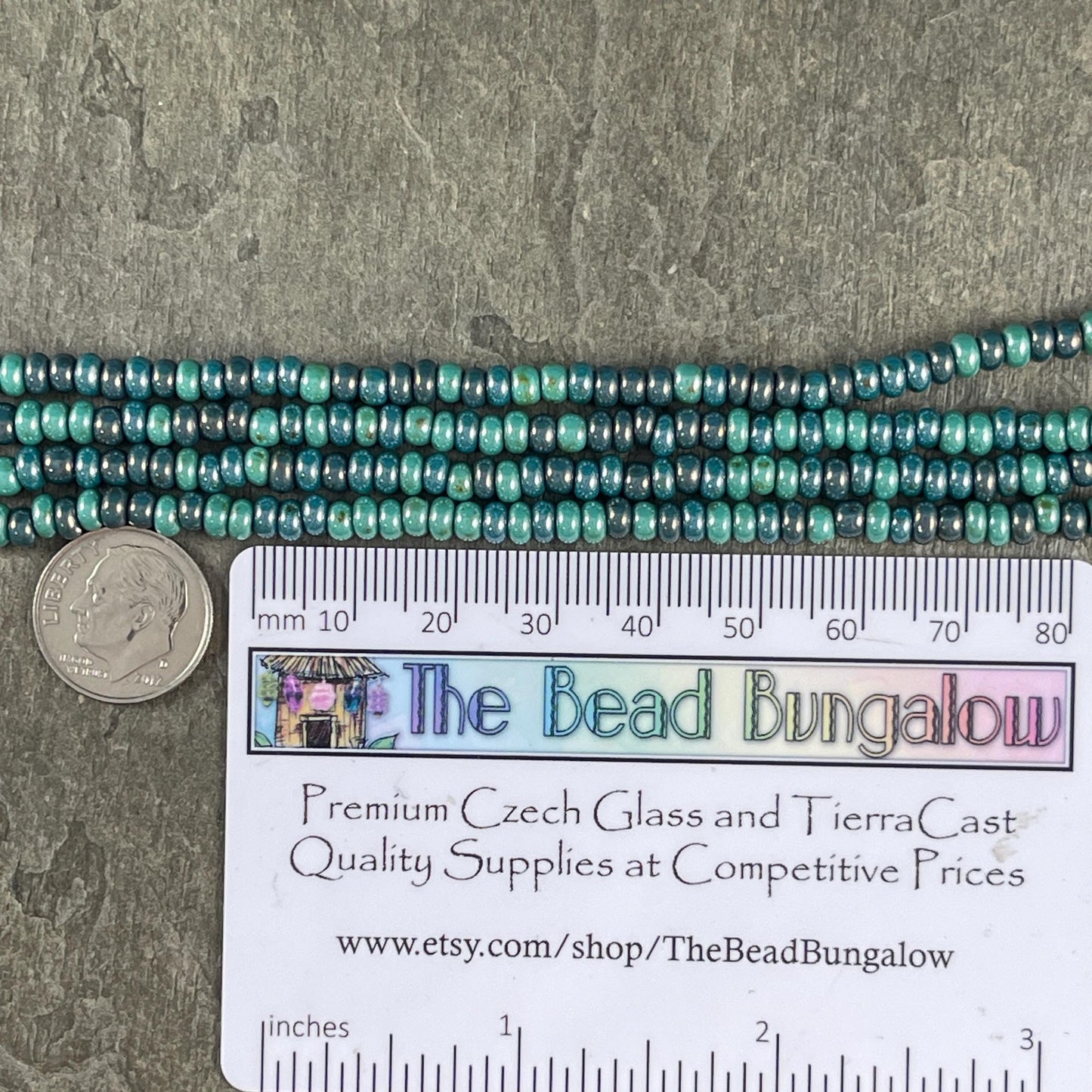 6/0 Picasso Seed Beads, 4mm Teal and Turquoise Aged Picasso Seed Bead Mix (6/0-Goblin) * 20" strand