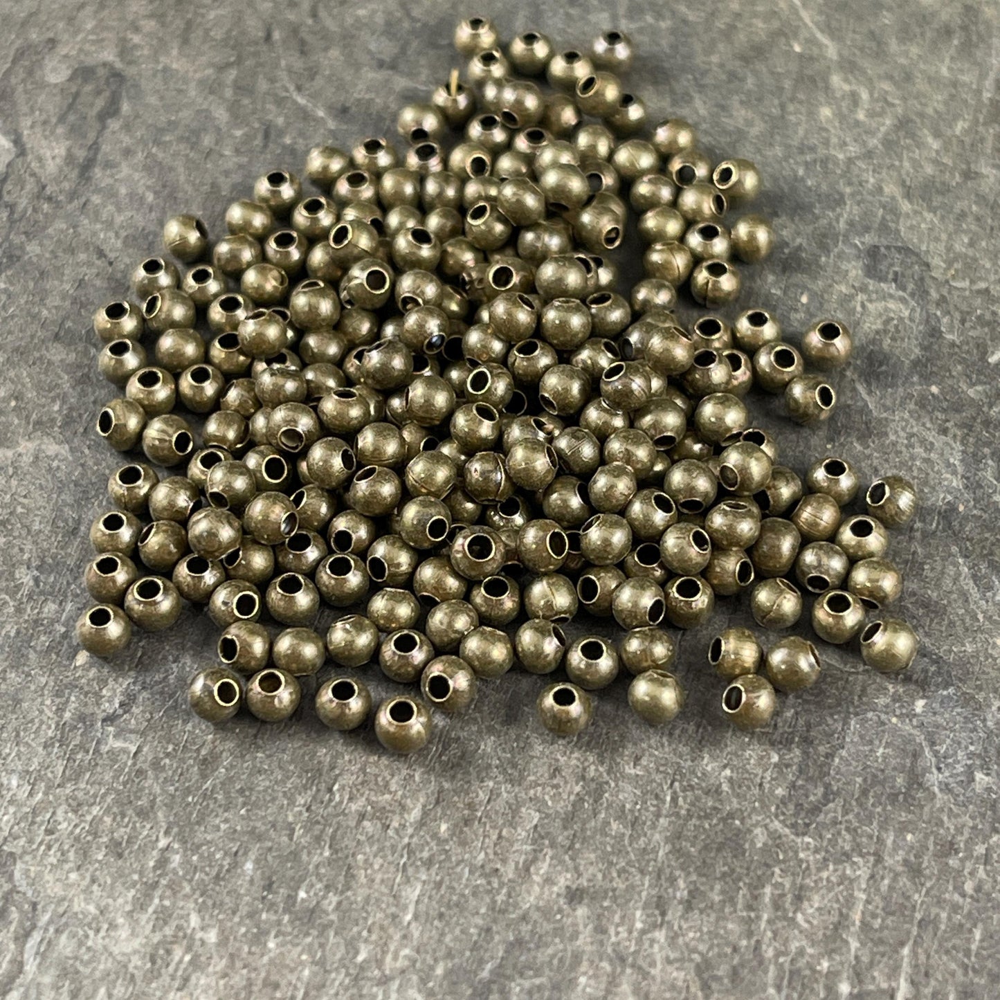 3mm Antiqued Brass Spacer Beads, Nickel Free, Tiny Spacers (E006-AB) * Qty. 500