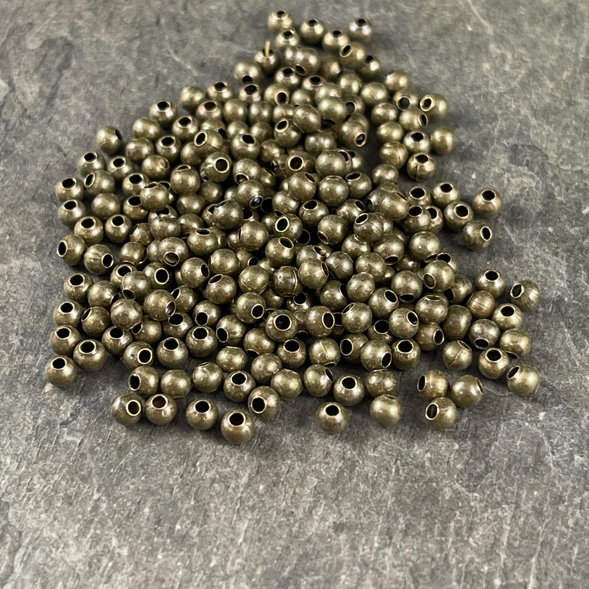 3mm Antiqued Brass Spacer Beads, Nickel Free, Tiny Spacers (E006-AB) * Qty. 500