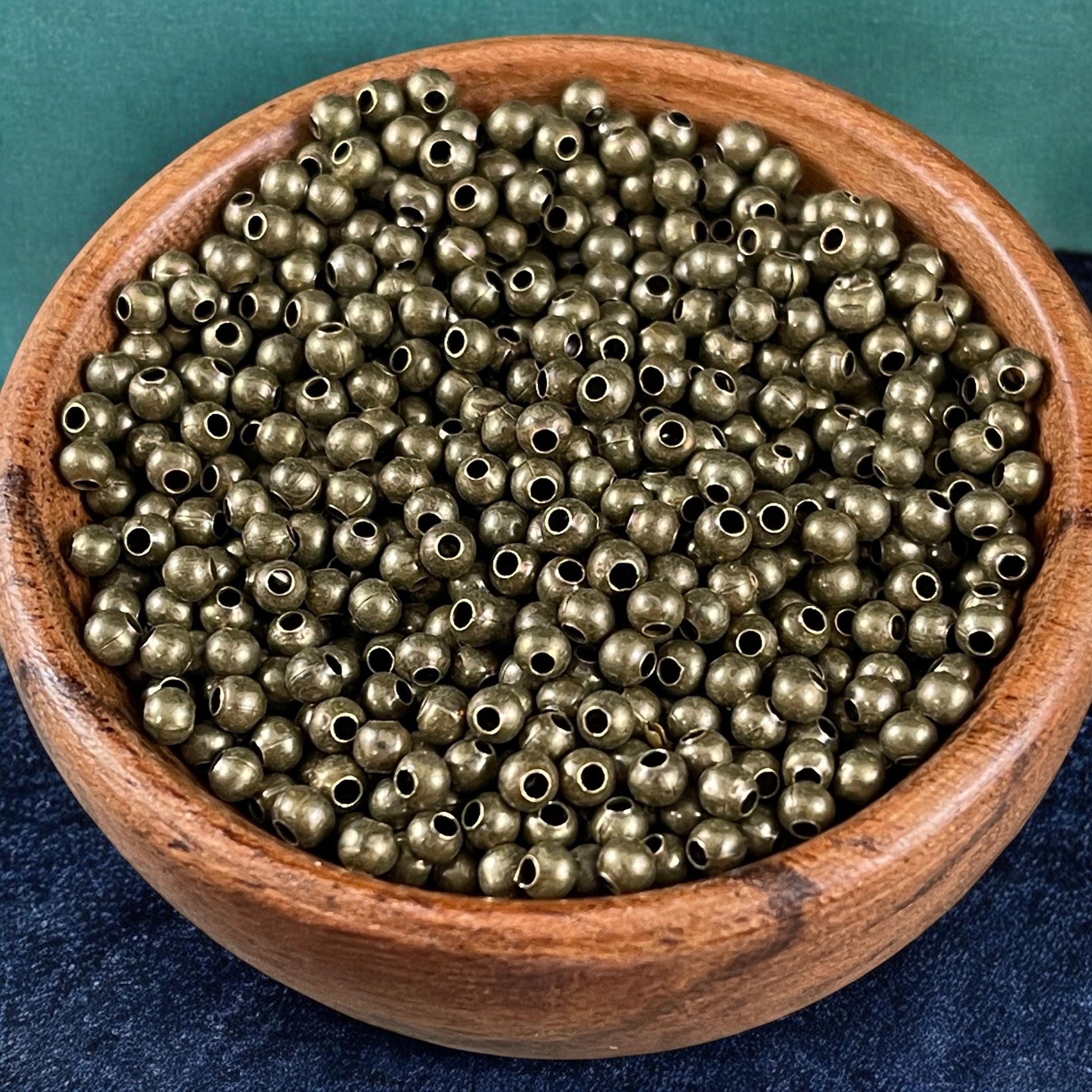 3mm Antiqued Brass Spacer Beads, Nickel Free, Tiny Spacers (E006-AB) * Qty. 500