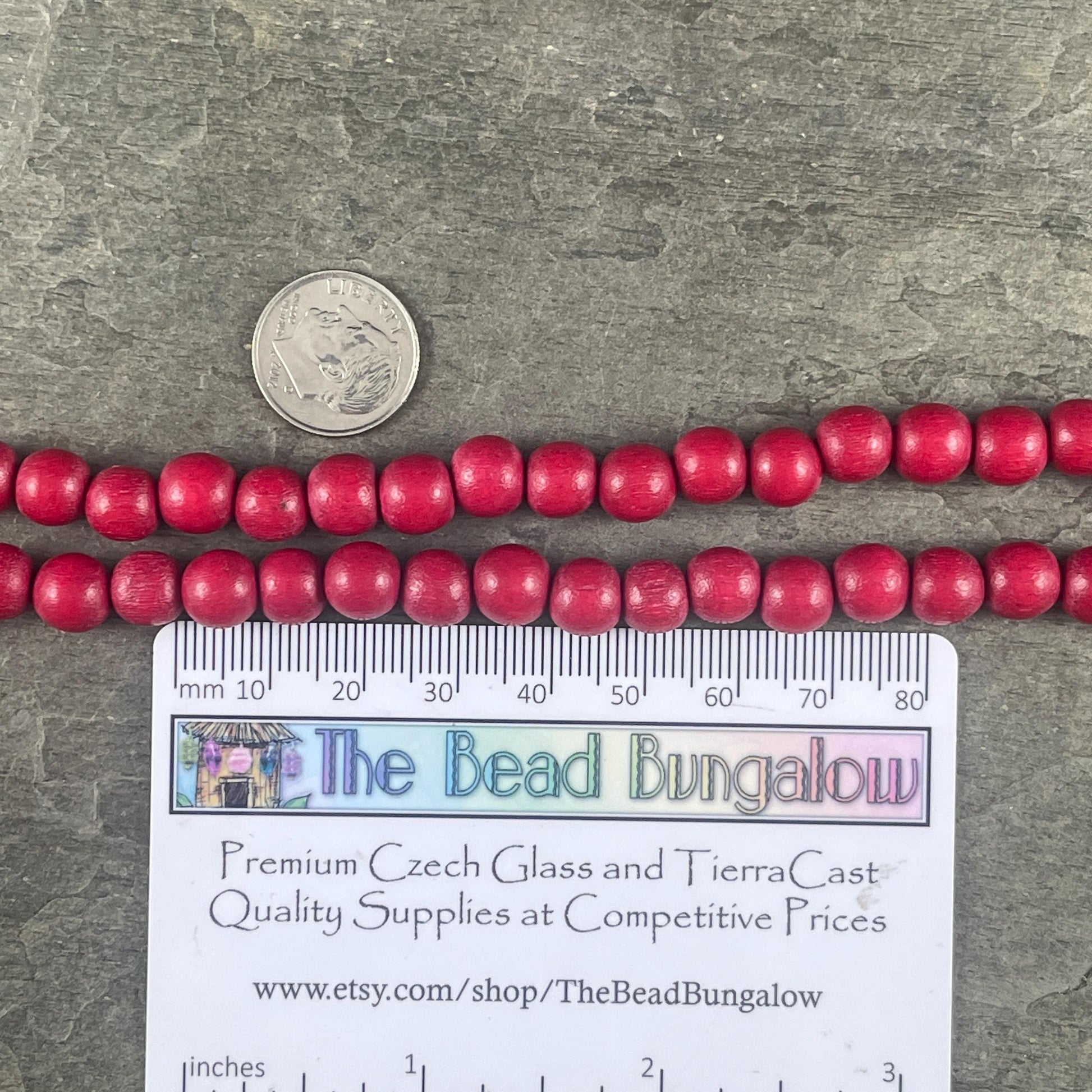 8mm Round Dark Red Wooden Beads, Mala Beads, Lightweight Wooden Beads - Red Beads (9464) * 16" Strand