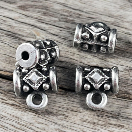 TierraCast Noble Bail, Antiqued Silver Bail for Bracelets, Tube Bead with Loop (TPF/808-77) * Qty. 4