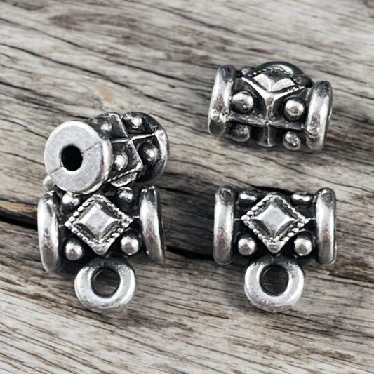TierraCast Noble Bail, Antiqued Silver Bail for Bracelets, Tube Bead with Loop (TPF/808-77) * Qty. 4