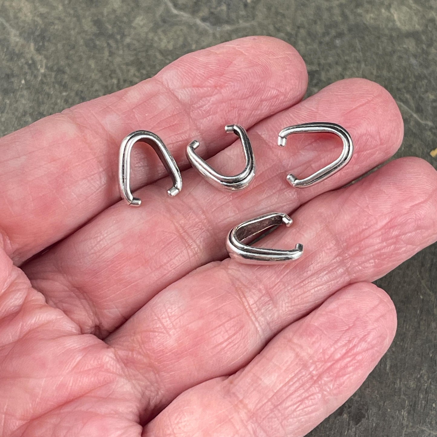 TierraCast 12mm Nouveau Pinch Bail, Antiqued Silver Medium Size Bail (PF/876-77) * Qty. 4
