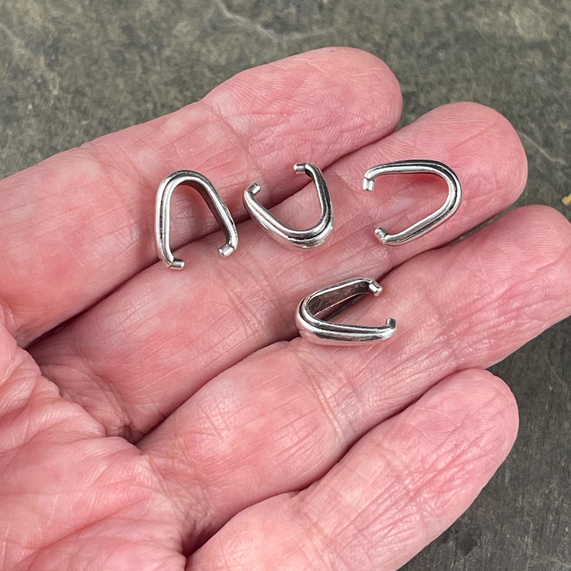 TierraCast 12mm Nouveau Pinch Bail, Antiqued Silver Medium Size Bail (PF/876-77) * Qty. 4