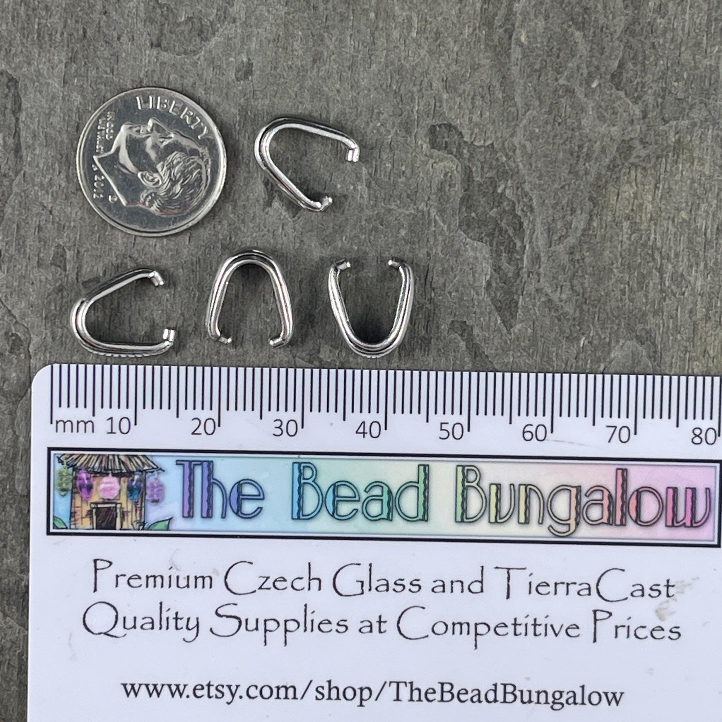 TierraCast Nouveau Pinch Bail, Antiqued Silver Medium Size Bail (PF/876-77) * Qty. 4
