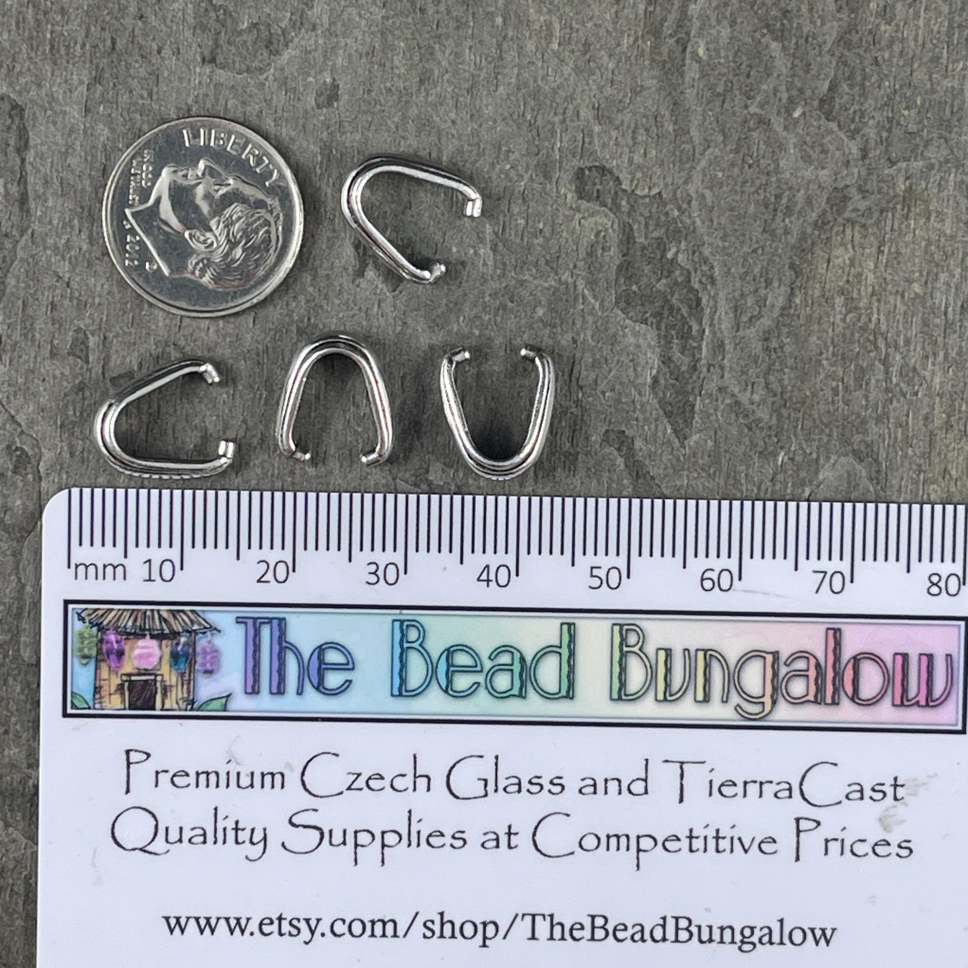 TierraCast 12mm Nouveau Pinch Bail, Antiqued Silver Medium Size Bail (PF/876-77) * Qty. 4