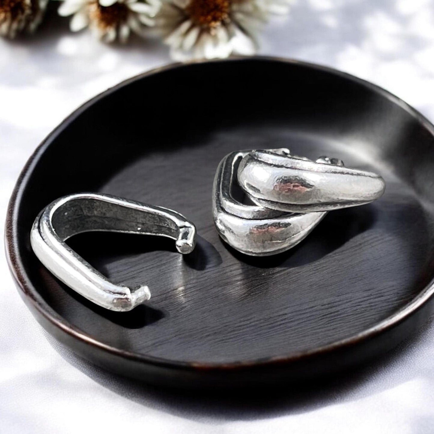 TierraCast 12mm Nouveau Pinch Bail, Antiqued Silver Medium Size Bail (PF/876-77) * Qty. 4