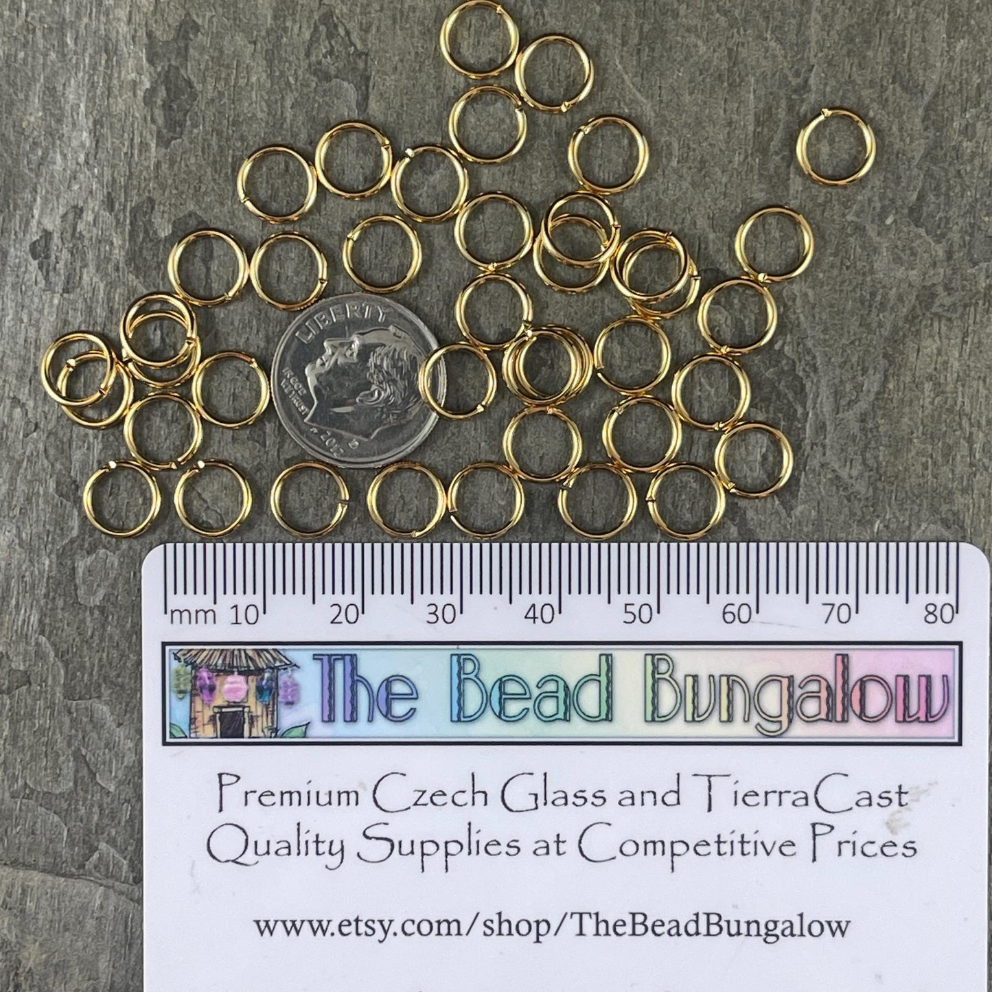 8mm Round Jump Rings, 18g Open, Gold Plated Brass (FMG/4999) * Qty. 50