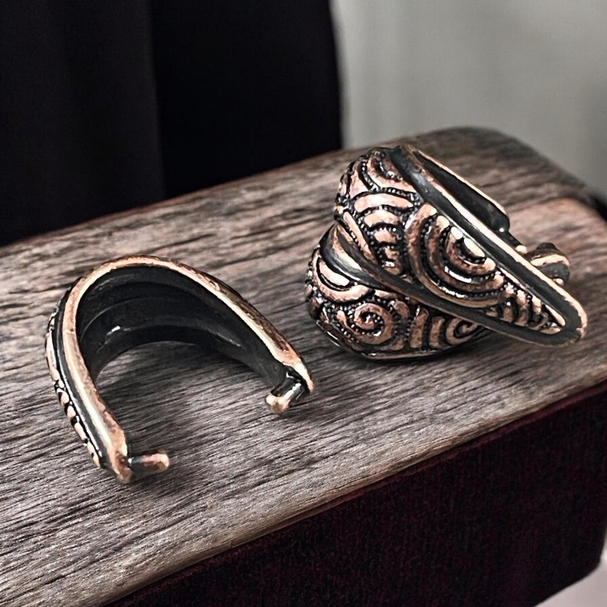 TierraCast 14mm Spiral Pinch Bail, Antiqued Copper Plated Pewter (PF/878-87) * Qty. 2
