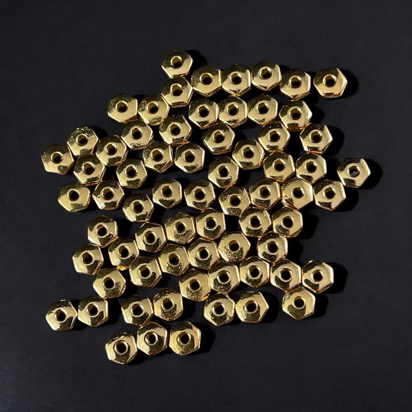 NEW TierraCast 4mm Gold Hexagonal Spacer Beads, Nickel Free 24k Gold Plated Pewter Hex Rondelle Beads (PF/387-12) * Qty. 50