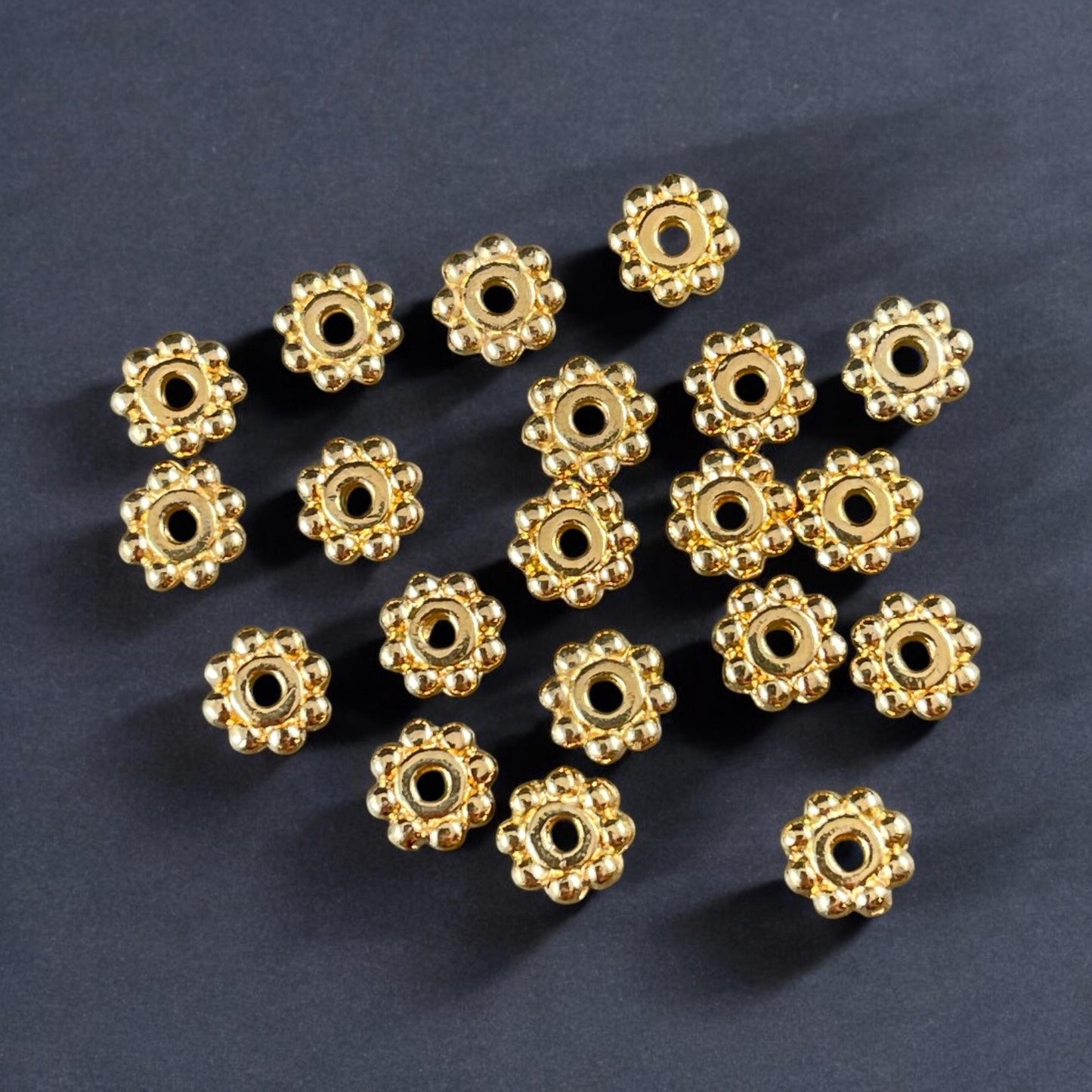 TierraCast 6mm Beaded Daisy Spacer, 24k Gold Plated Beads (PF/385-12) * Qty. 20