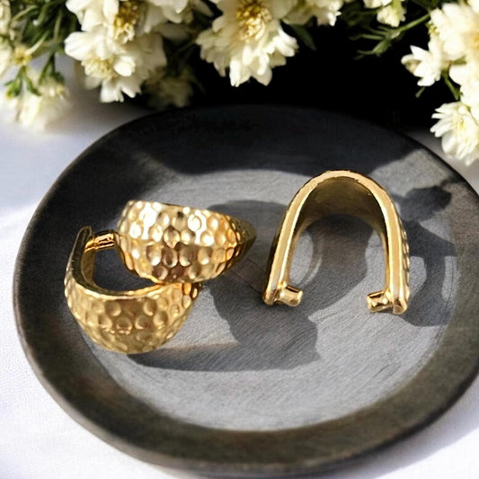 TierraCast Shiny Gold Pinch Bail, 11mm Hammered 24k Gold Plated Bail (PF/875-12) * Qty. 3