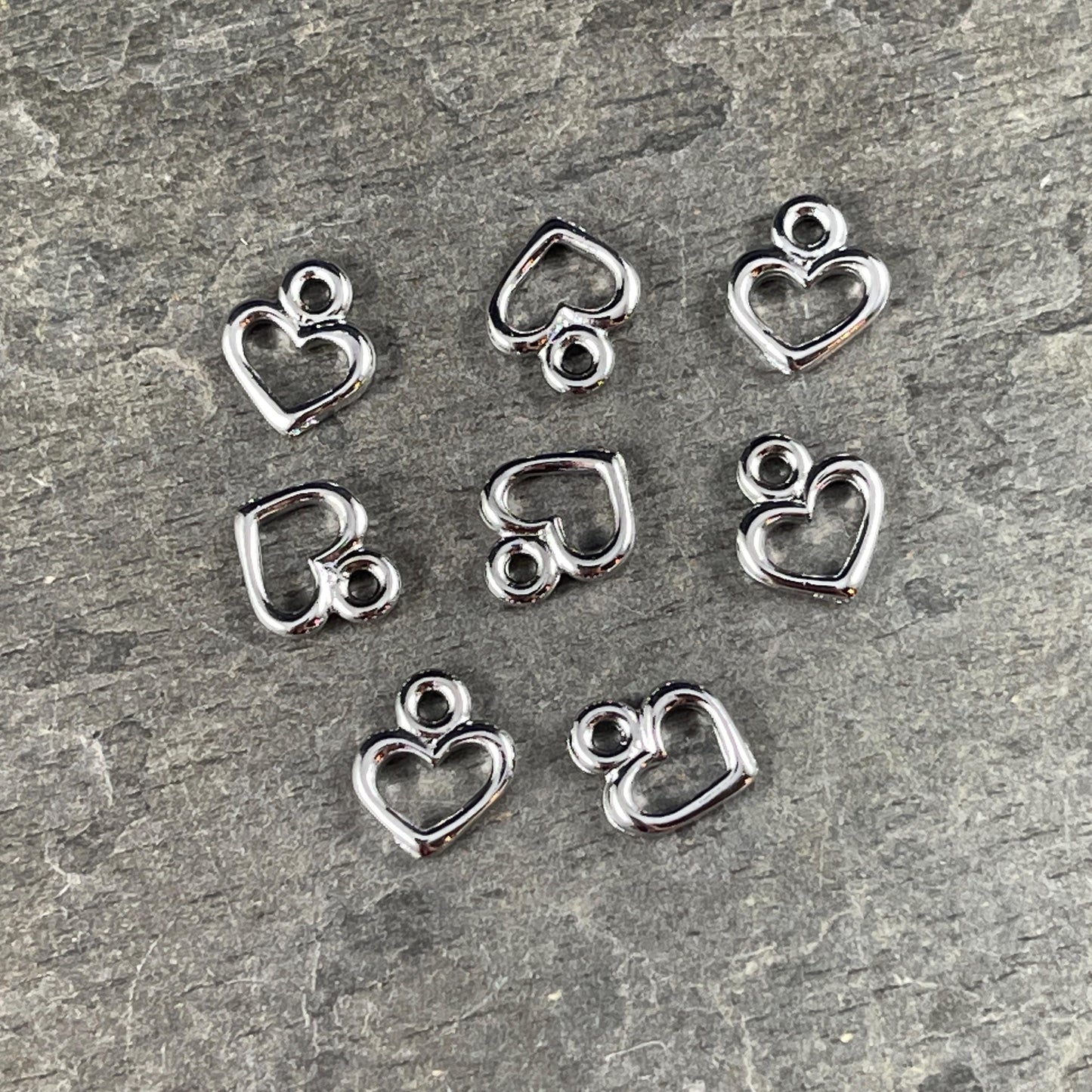 TierraCast Open Heart Charm, Small Heart Charms for Charm Bracelet, Earring Charms (PF/442-28) * Qty. 10