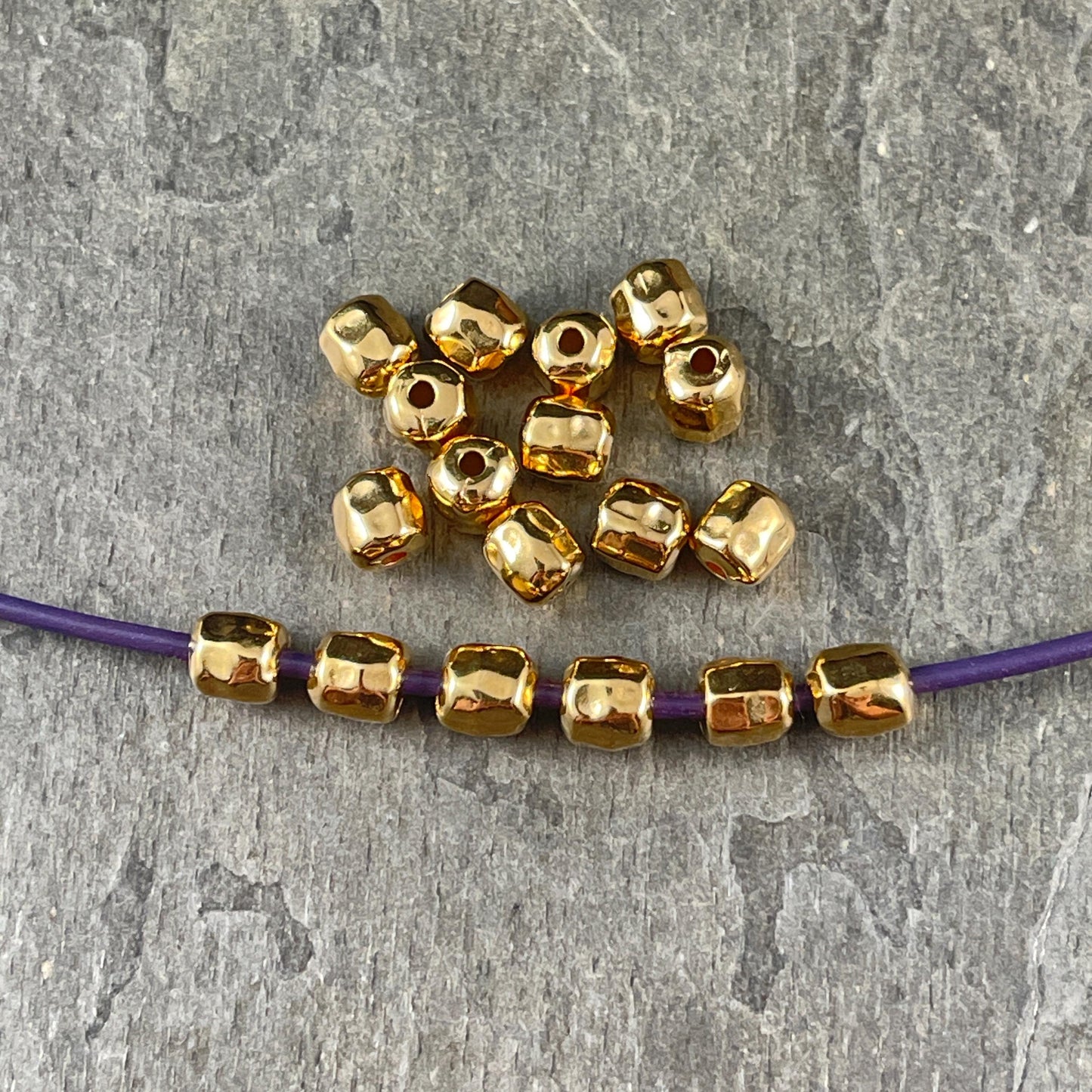24k Gold Nugget, 5.5mm Organic Shaped Nugget Bead with 1.5mm Hole, Nickel Free (PF/11037-00-12) * Qty. 20