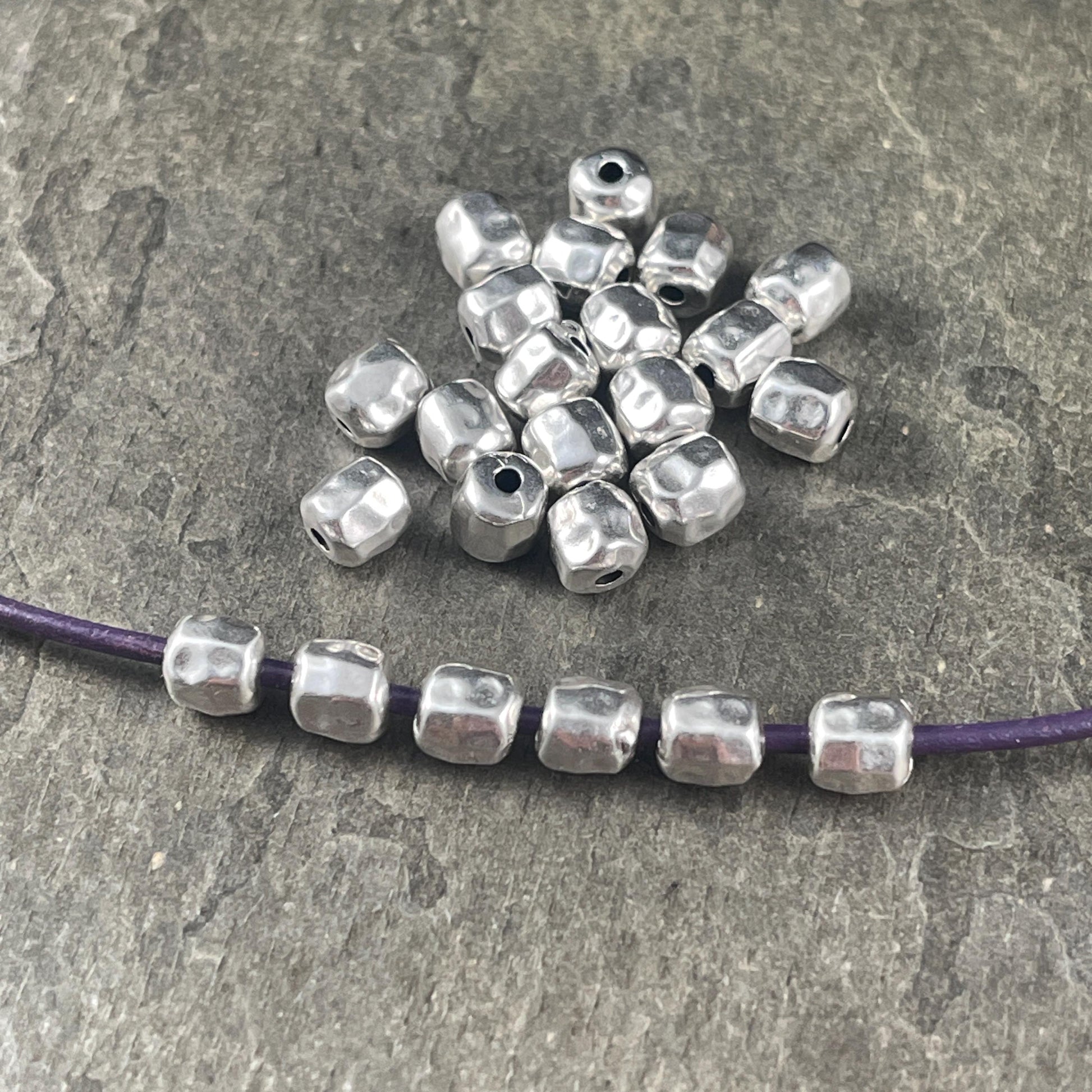 Antiqued Silver Nugget, 5.5mm Organic Shaped Nugget Bead with 1.5mm Hole (PF/11037-00-77) * Qty. 20