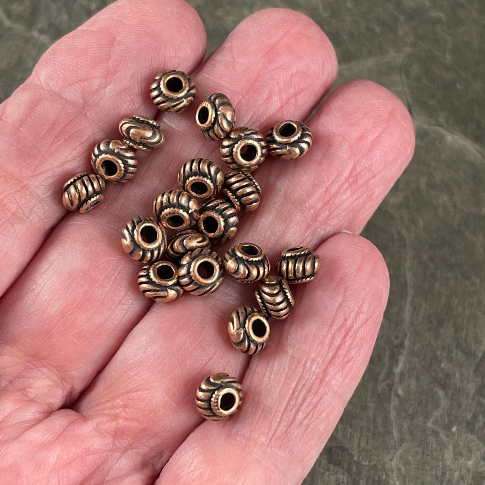 Antiqued Copper Rondelle Spacer Bead, 6x4mm Rondelle with 2mm Hole, Nickel Free (Q039-R-FF) * Qty. 100