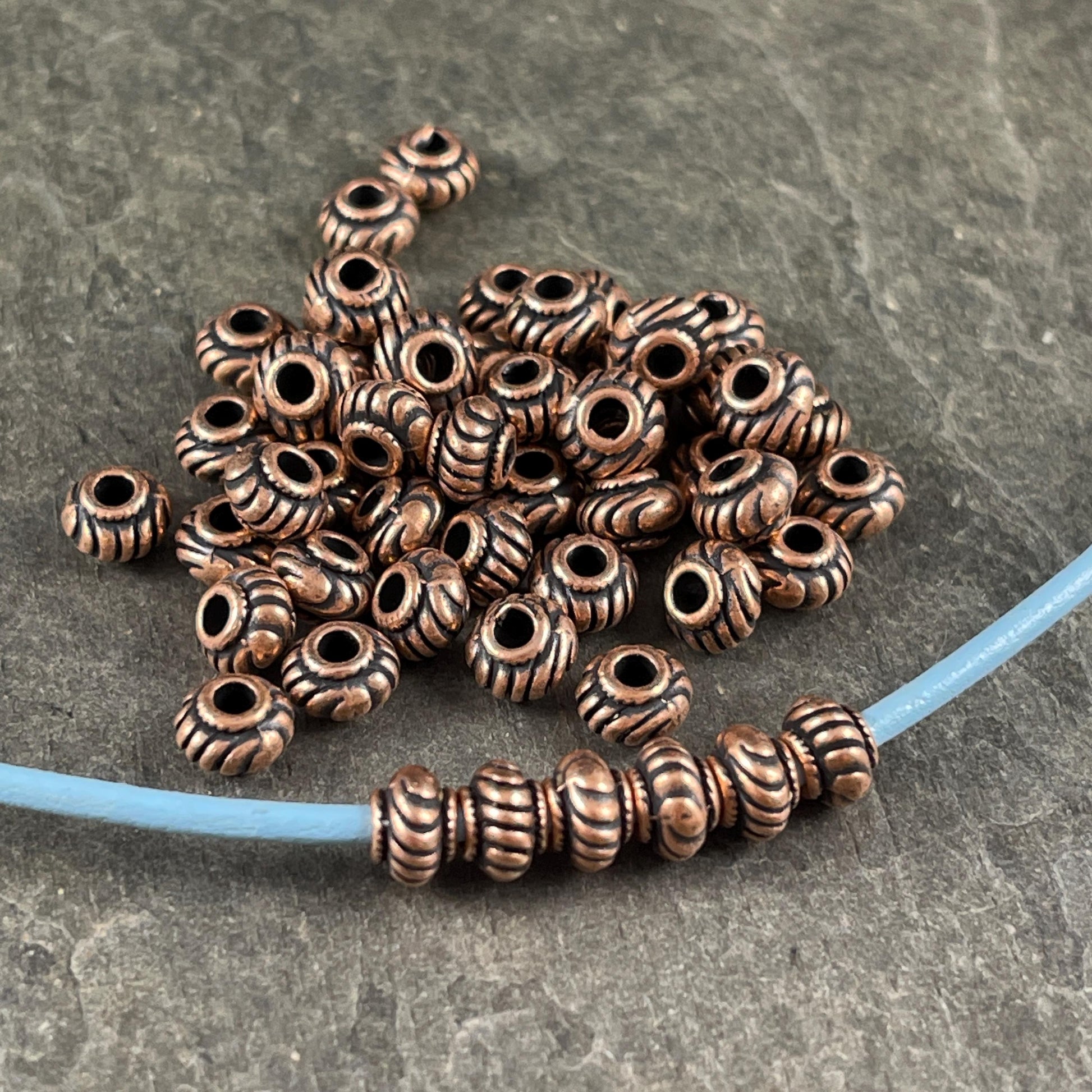 Antiqued Copper Rondelle Spacer Bead, 6x4mm Rondelle with 2mm Hole, Nickel Free (Q039-R-FF) * Qty. 100