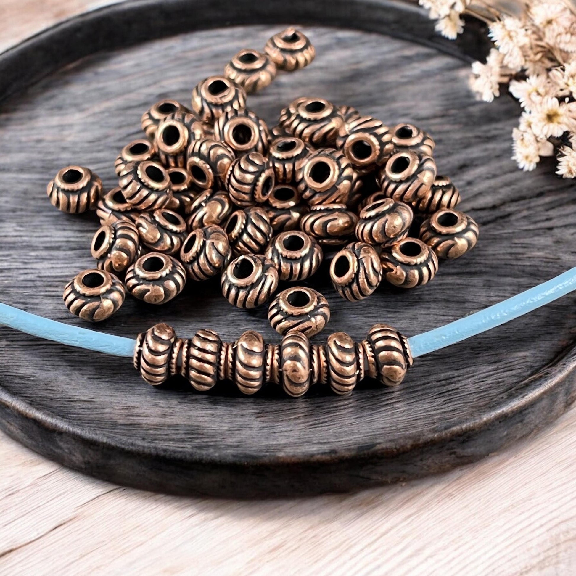 Antiqued Copper Rondelle Spacer Bead, 6x4mm Rondelle with 2mm Hole, Nickel Free (Q039-R-FF) * Qty. 100