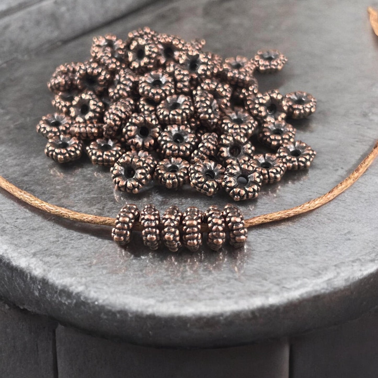 Antiqued Copper Spacer Beads, 5.5x2mm with 1mm Hole - Nickel Free Copper Rondelle Spacer (S039-019R) * Qty. 200